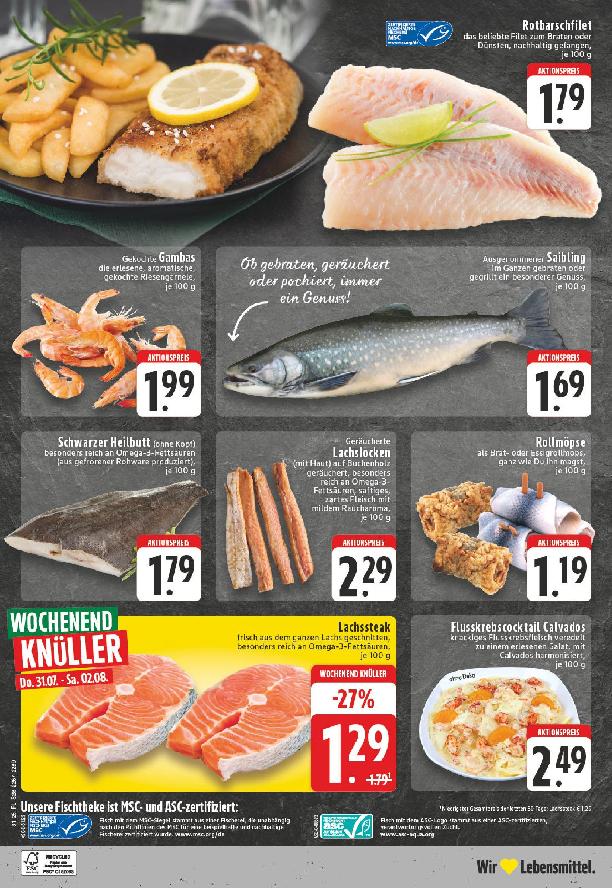 Edeka prospekt Herne - Eickel	 (ab 27.07.2025) » Angebote Online | Seite: 28 | Produkte: Fisch, Lachs, Steak, Fleisch