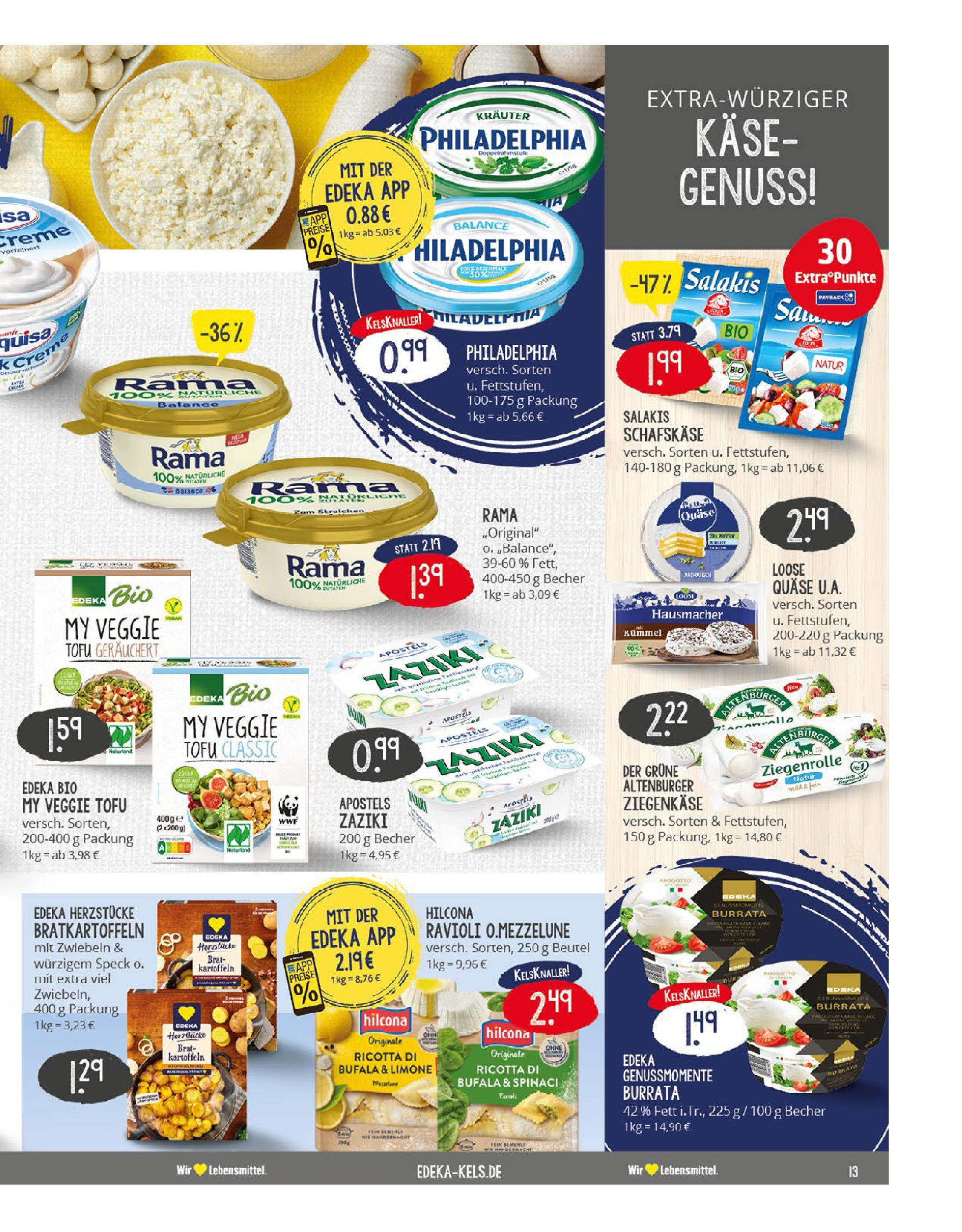 Edeka prospekt Mülheim A. D. Ruhr	 (ab 27.07.2025) » Angebote Online | Seite: 13 | Produkte: Käse, Philadelphia, Ziegenkäse, Salakis