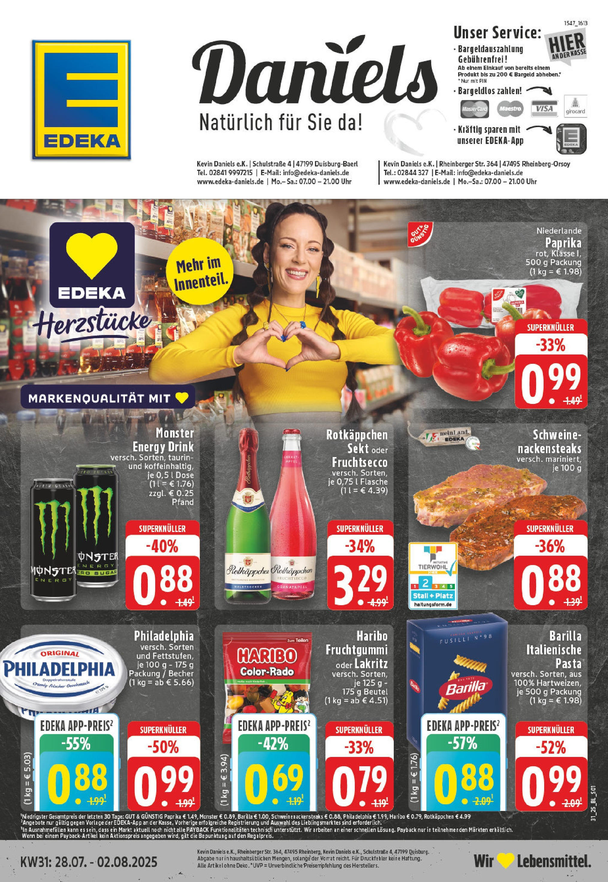 EDEKA Prospekt ab 27.07.2025 - Prospekt Rheinberg Online Vorschau von dem Prospekt des Geschäftes Edeka, gültig ab dem 27.07.2025