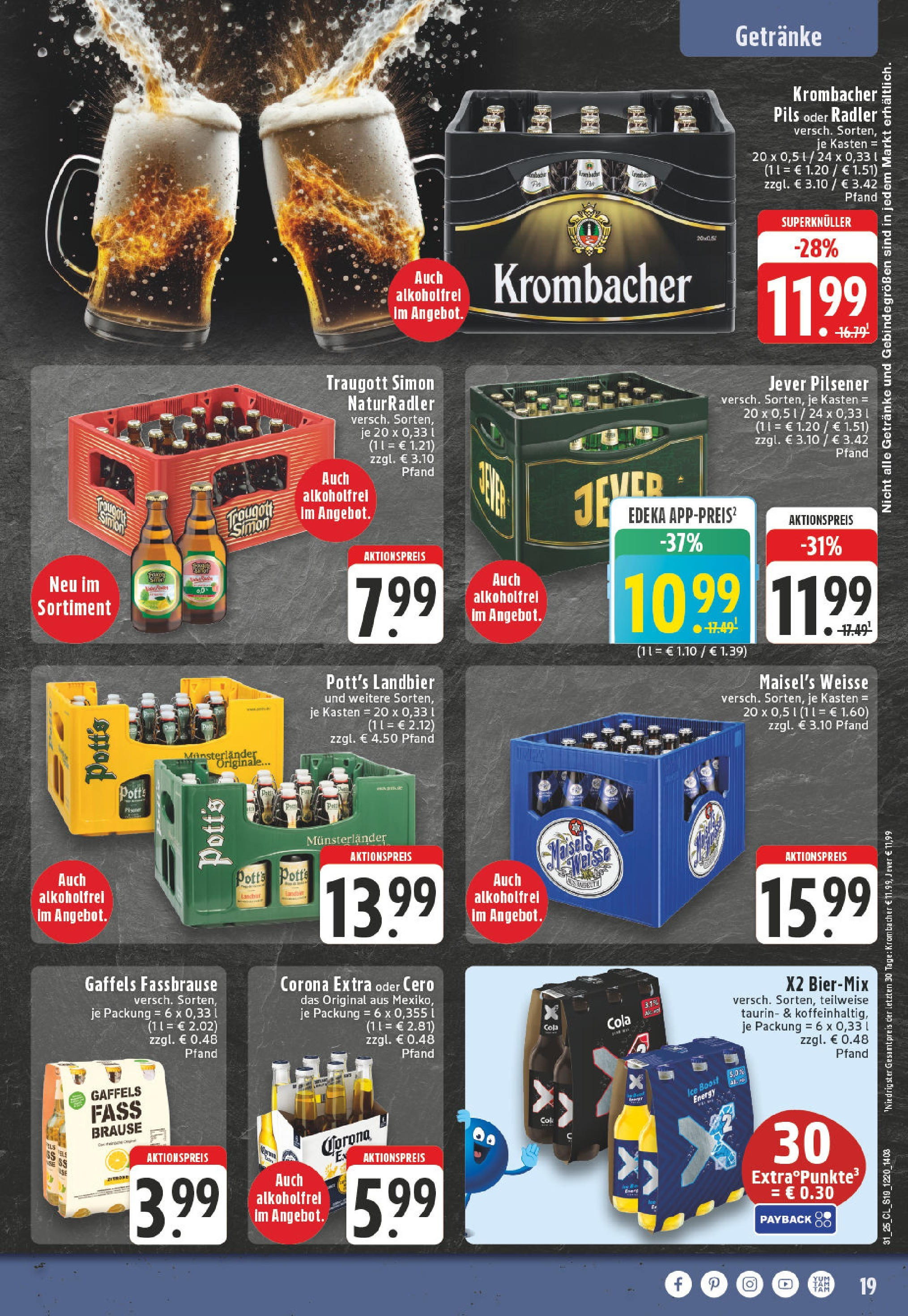 Edeka prospekt Marl (ab 27.07.2025) » Angebote Online | Seite: 19 | Produkte: Cola, Energy, Krombacher alkoholfrei, Radler Edeka prospekt Marl (ab 27.07.2025) » Angebote Online | Seite: 19 | Produkte: Cola, Energy, Krombacher alkoholfrei, Radler