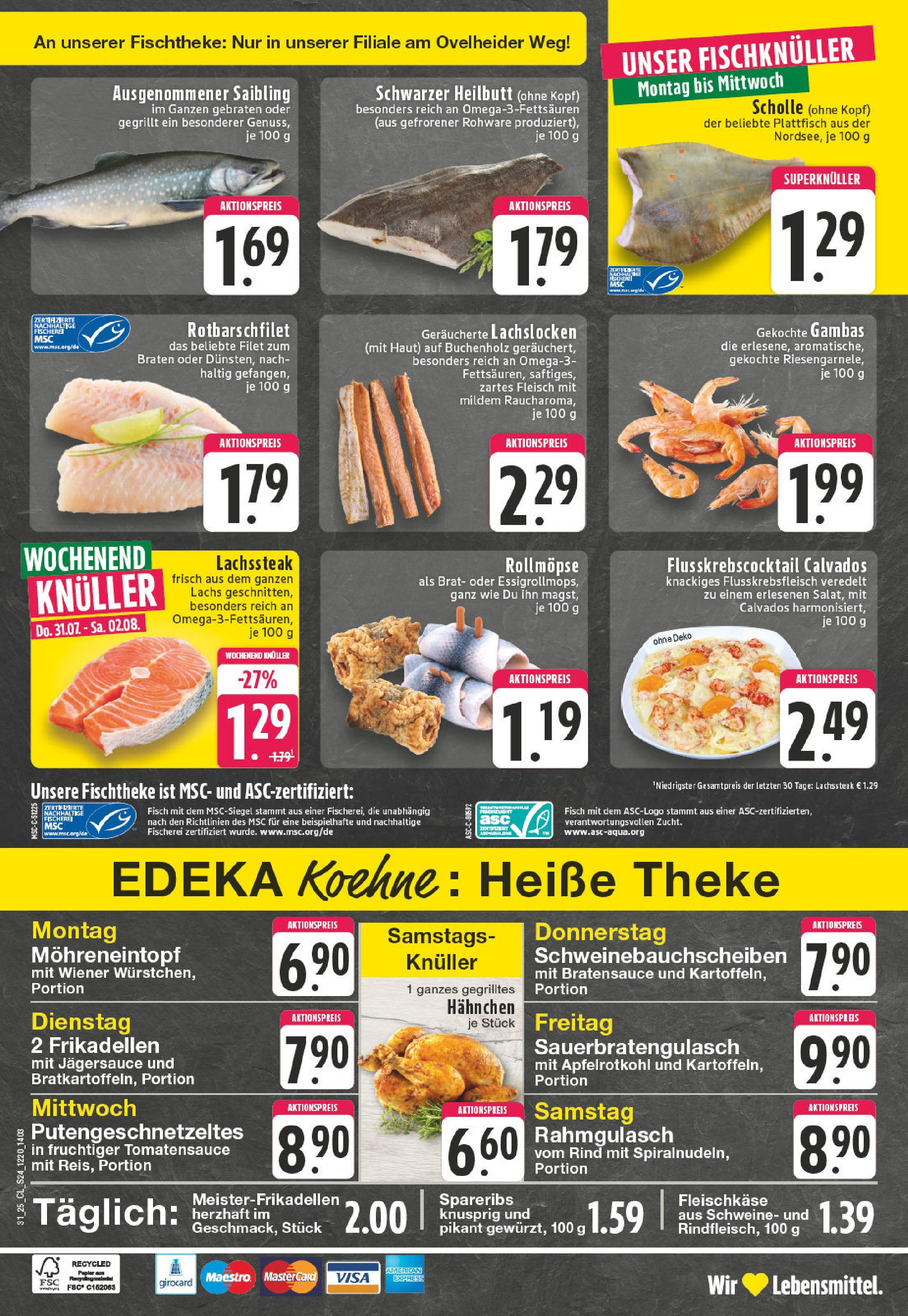 Edeka prospekt Marl (ab 27.07.2025) » Angebote Online | Seite: 24 | Produkte: Hahnchen, Fisch, Lachs, Fleisch Edeka prospekt Marl (ab 27.07.2025) » Angebote Online | Seite: 24 | Produkte: Hahnchen, Fisch, Lachs, Fleisch