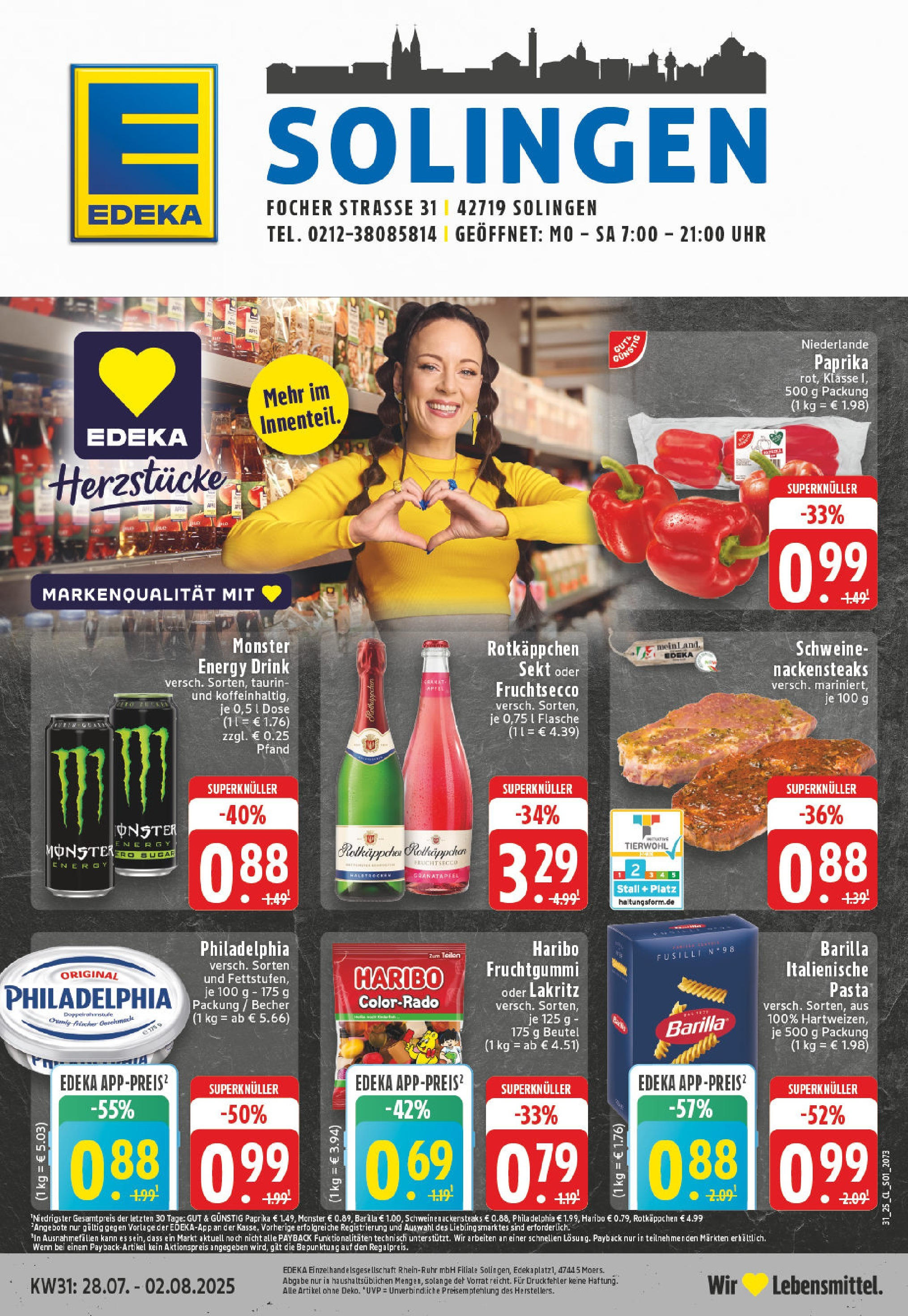 EDEKA Prospekt ab 27.07.2025 - Prospekt Solingen Online Vorschau von dem Prospekt des Geschäftes Edeka, gültig ab dem 27.07.2025