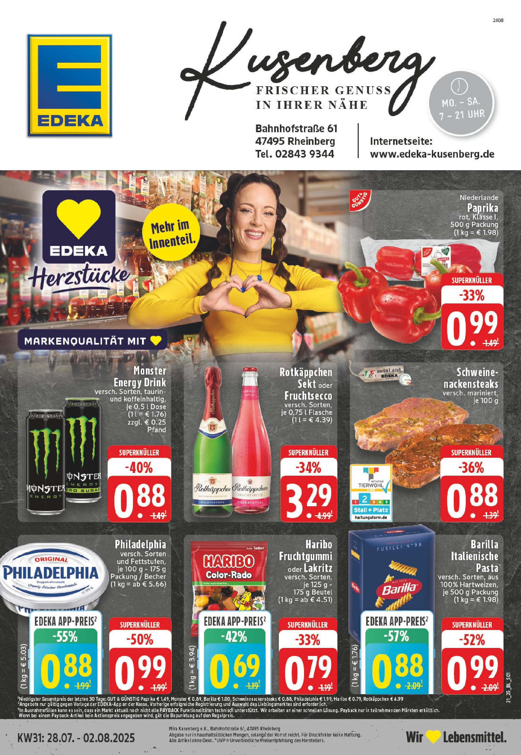 EDEKA Prospekt ab 27.07.2025 - Prospekt Rheinberg Online Vorschau von dem Prospekt des Geschäftes Edeka, gültig ab dem 27.07.2025