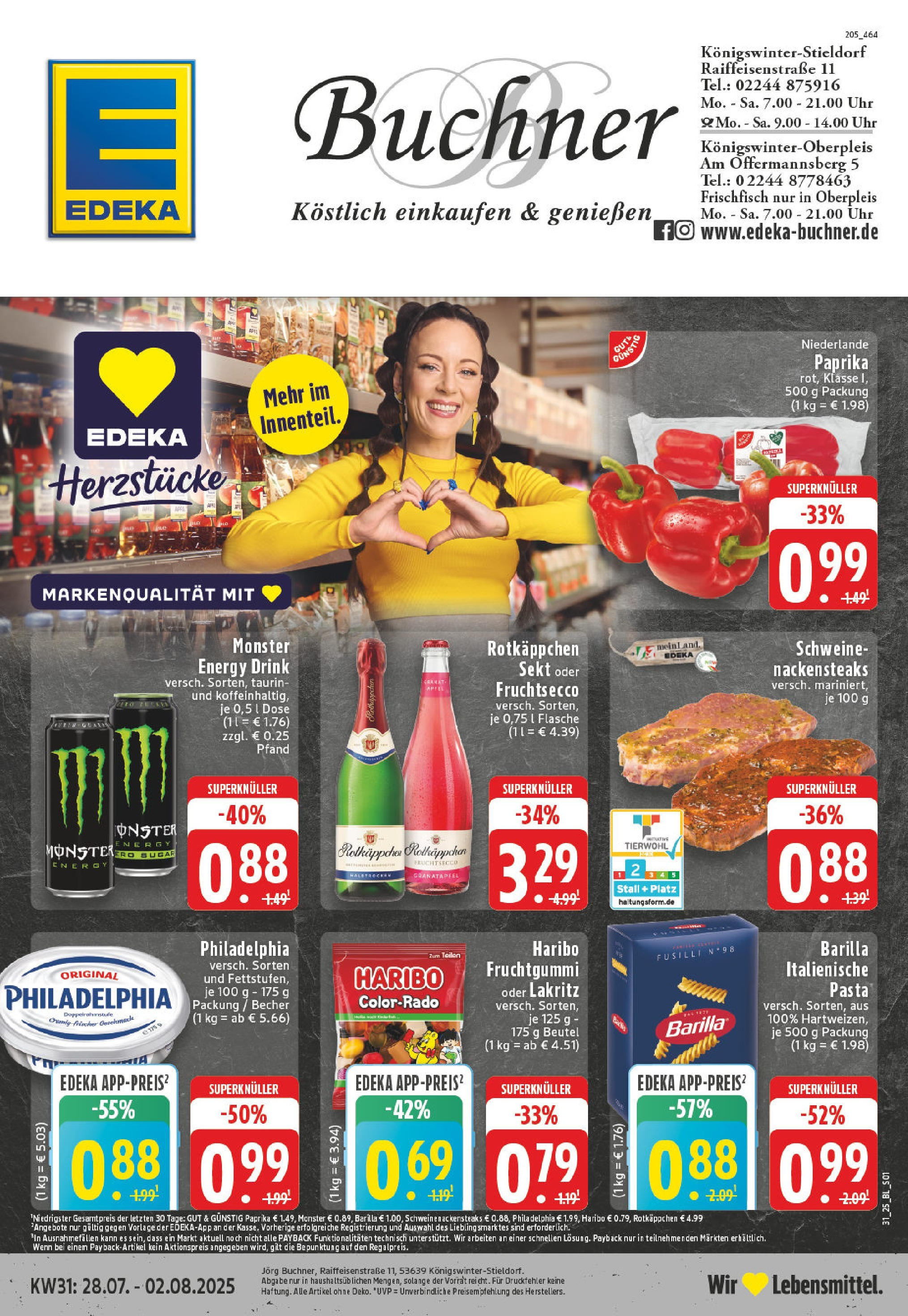 Edeka prospekt Königswinter-Stieldorf (ab 27.07.2025) » Angebote Online | Seite: 1 | Produkte: Energy, Paprika, Rotkäppchen, Uhr Edeka prospekt Königswinter-Stieldorf (ab 27.07.2025) » Angebote Online | Seite: 1 | Produkte: Energy, Paprika, Rotkäppchen, Uhr