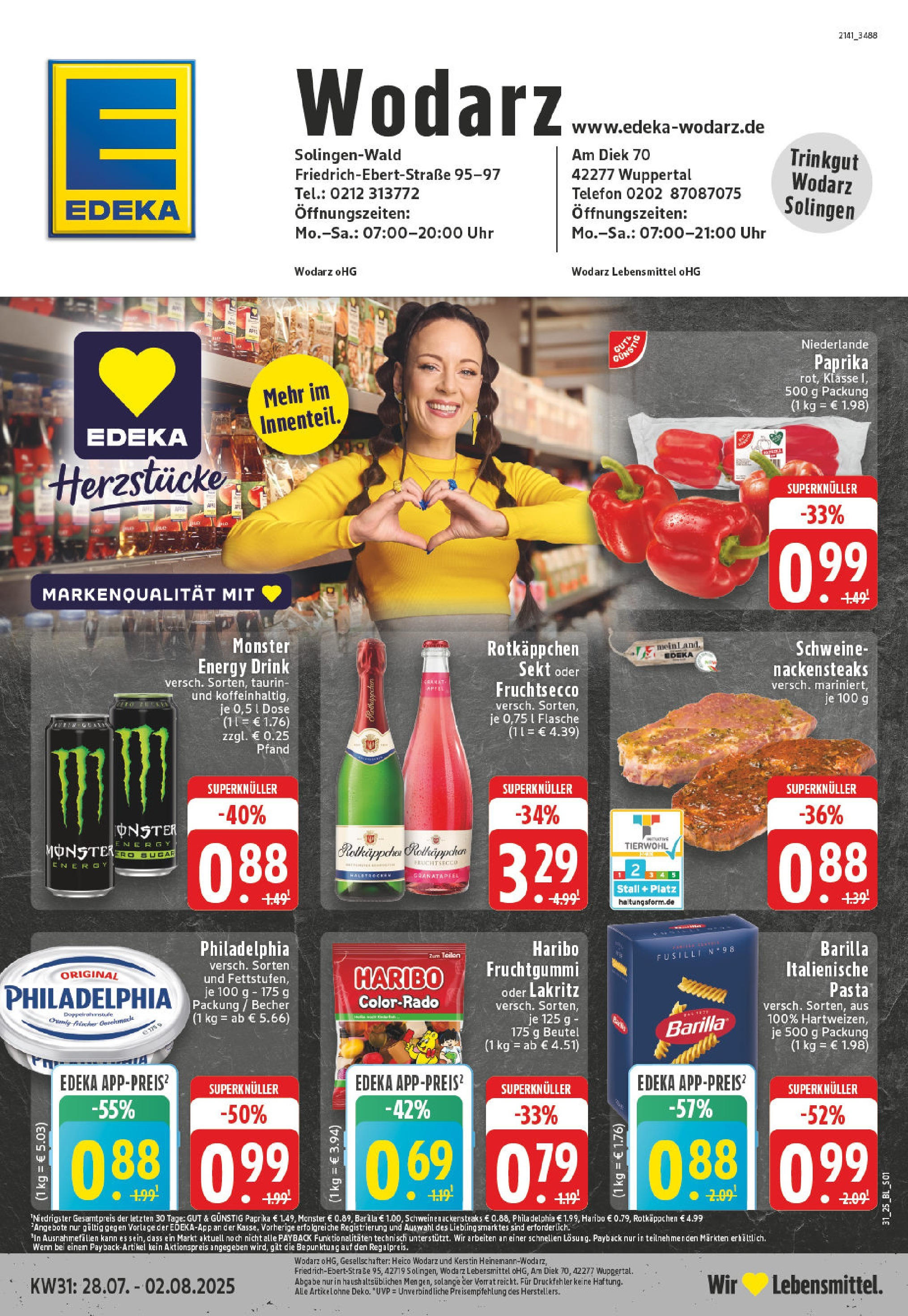 EDEKA Prospekt ab 27.07.2025 - Prospekt Wuppertal Online Vorschau von dem Prospekt des Geschäftes Edeka, gültig ab dem 27.07.2025