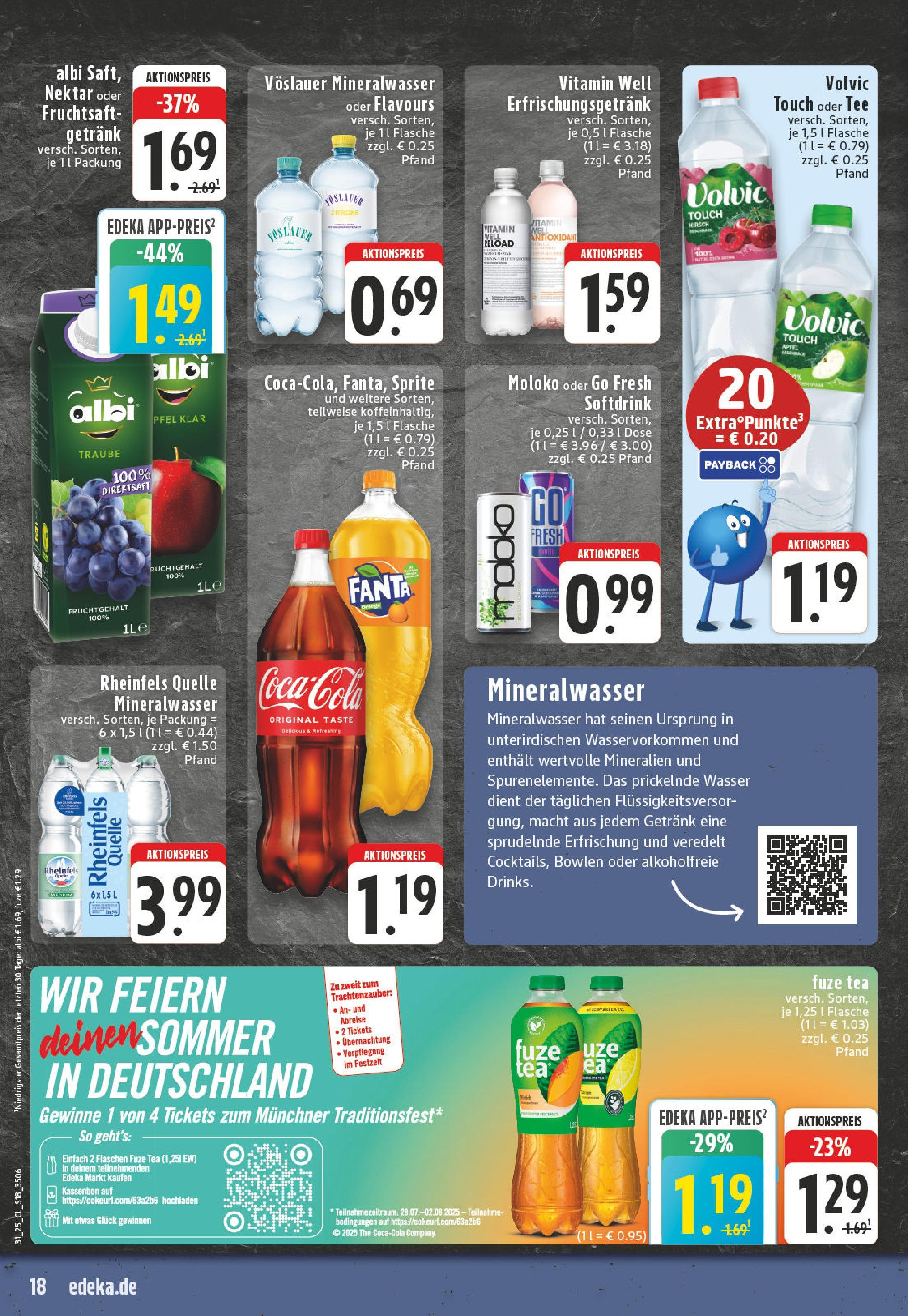 Edeka prospekt Düsseldorf (ab 27.07.2025) » Angebote Online | Seite: 18 | Produkte: Fuze tea, Volvic touch, Mineralwasser, Tee Edeka prospekt Düsseldorf (ab 27.07.2025) » Angebote Online | Seite: 18 | Produkte: Fuze tea, Volvic touch, Mineralwasser, Tee