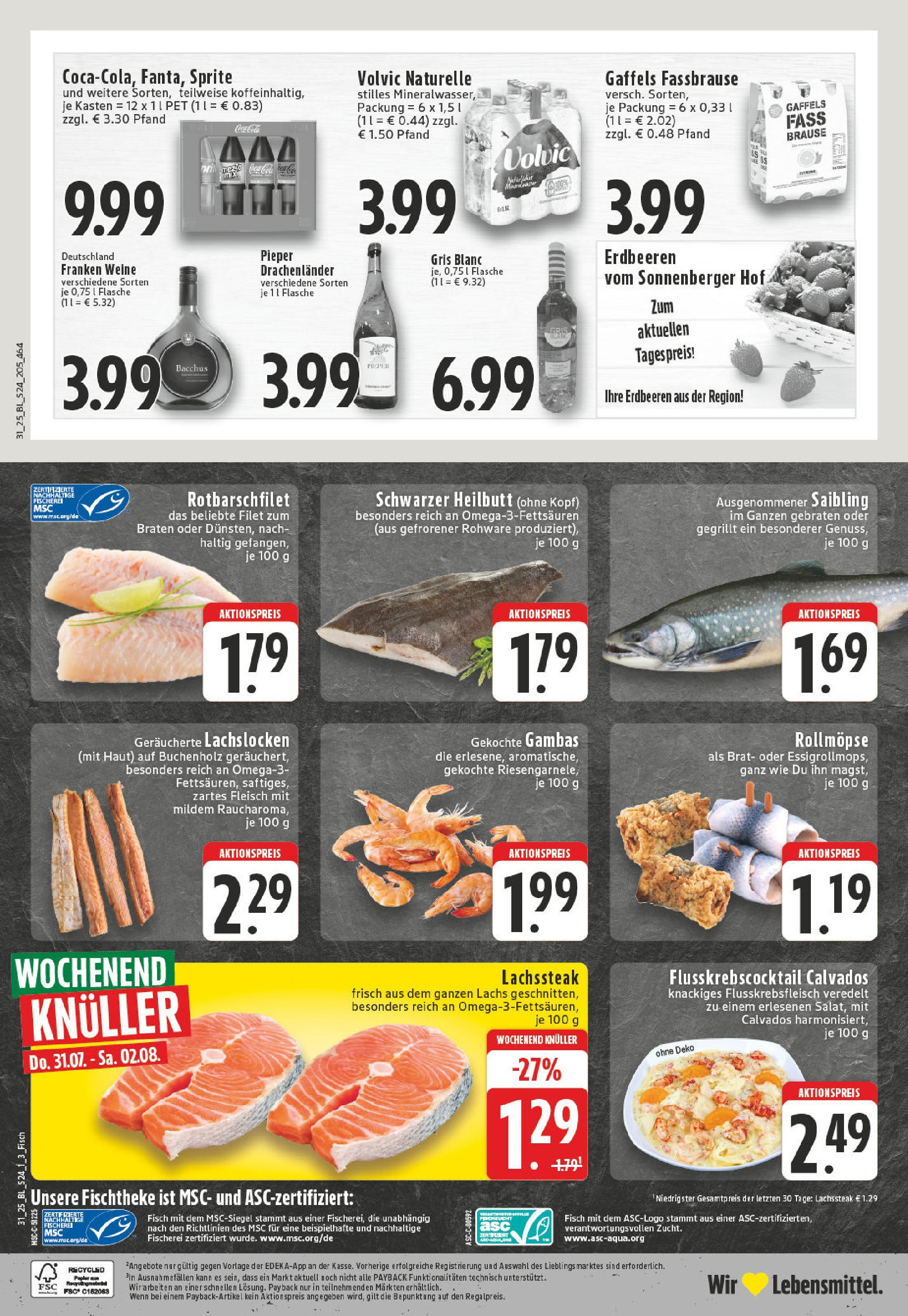 Edeka prospekt Königswinter-Stieldorf (ab 27.07.2025) » Angebote Online | Seite: 24 | Produkte: Lachs, Fassbrause, Volvic, Fleisch Edeka prospekt Königswinter-Stieldorf (ab 27.07.2025) » Angebote Online | Seite: 24 | Produkte: Lachs, Fassbrause, Volvic, Fleisch