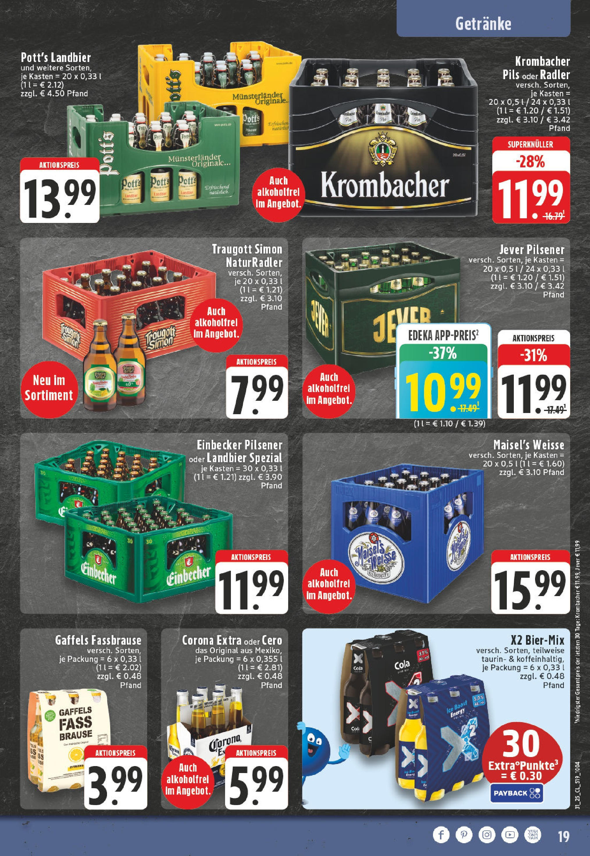 Edeka prospekt Versmold	 (ab 27.07.2025) » Angebote Online | Seite: 19 | Produkte: Cola, Energy, Krombacher, Fassbrause