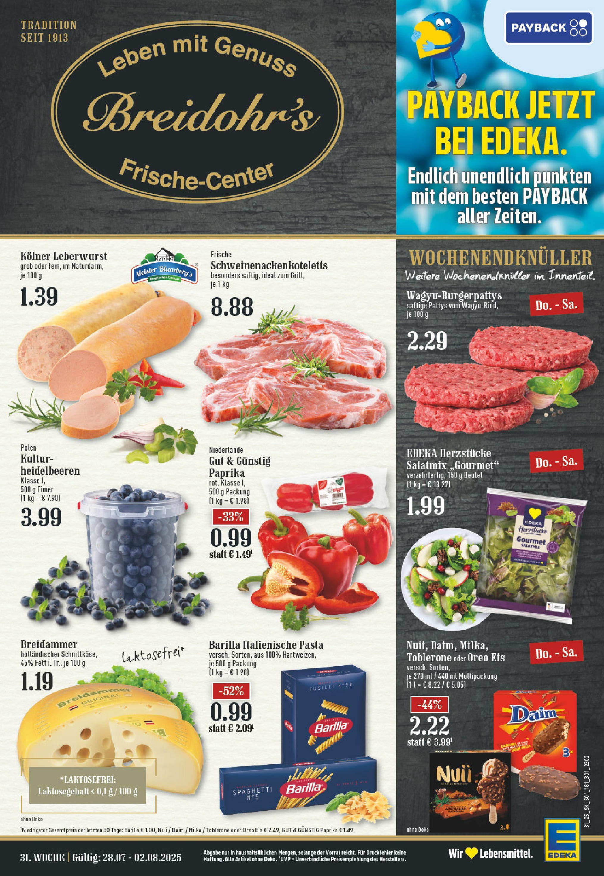 EDEKA Prospekt ab 27.07.2025 - Prospekt Hilden Online Vorschau von dem Prospekt des Geschäftes Edeka, gültig ab dem 27.07.2025