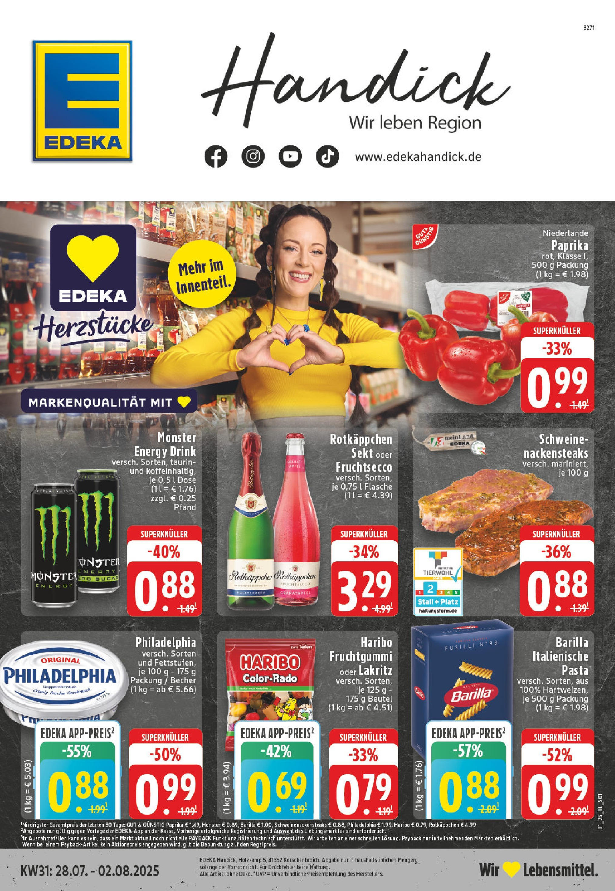 EDEKA Prospekt ab 27.07.2025 - Prospekt Korschenbroich Online Vorschau von dem Prospekt des Geschäftes Edeka, gültig ab dem 27.07.2025