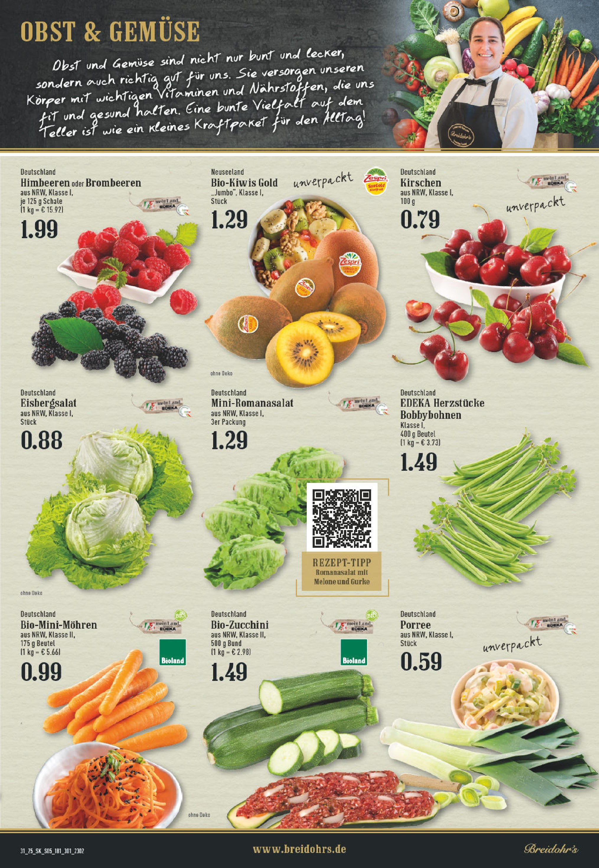 Edeka prospekt Rösrath	 (ab 27.07.2025) » Angebote Online | Seite: 5 | Produkte: Eisbergsalat, Obst, Zucchini, Kiwi