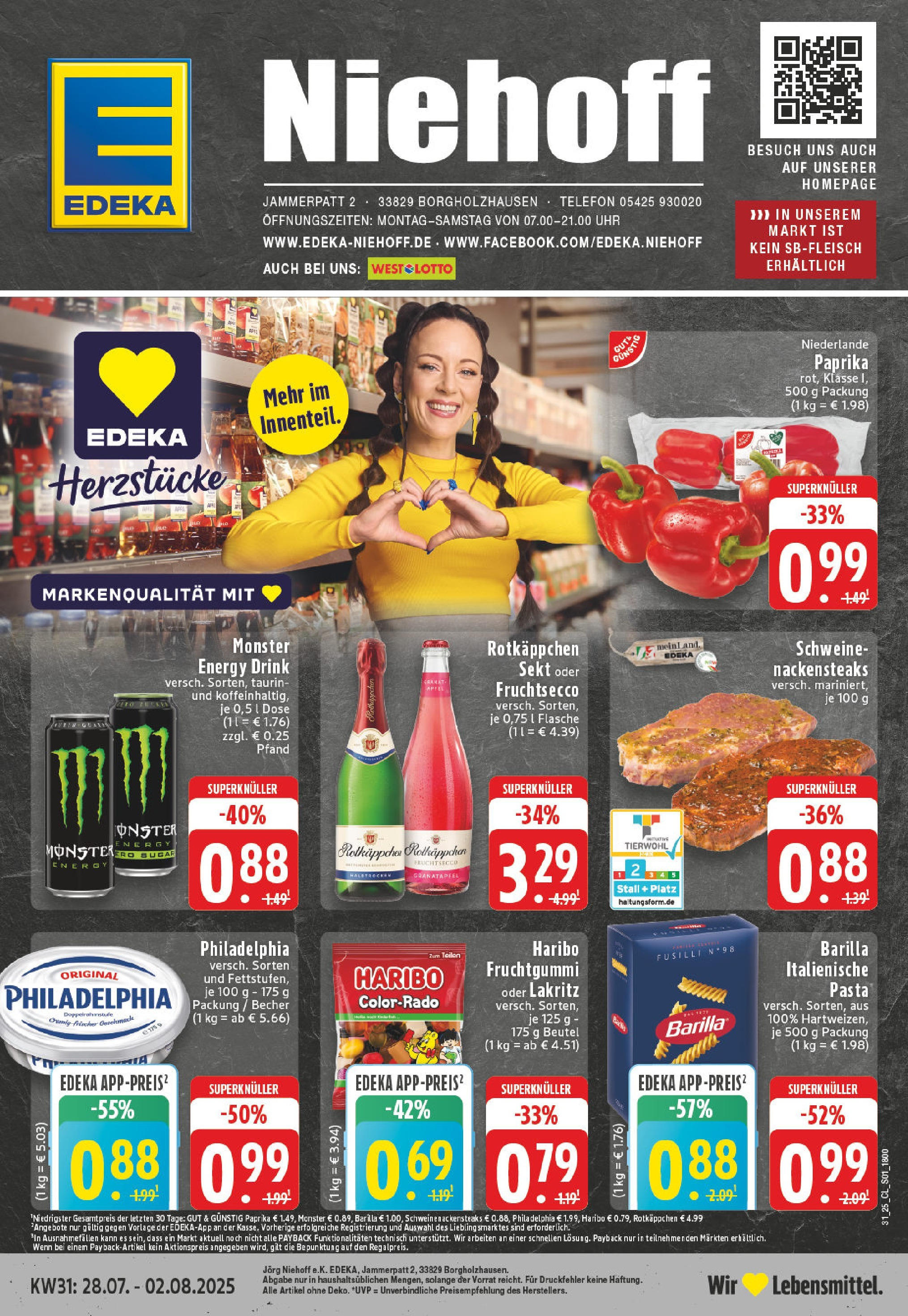 EDEKA Prospekt ab 27.07.2025 - Prospekt Borgholzhausen Online Vorschau von dem Prospekt des Geschäftes Edeka, gültig ab dem 27.07.2025