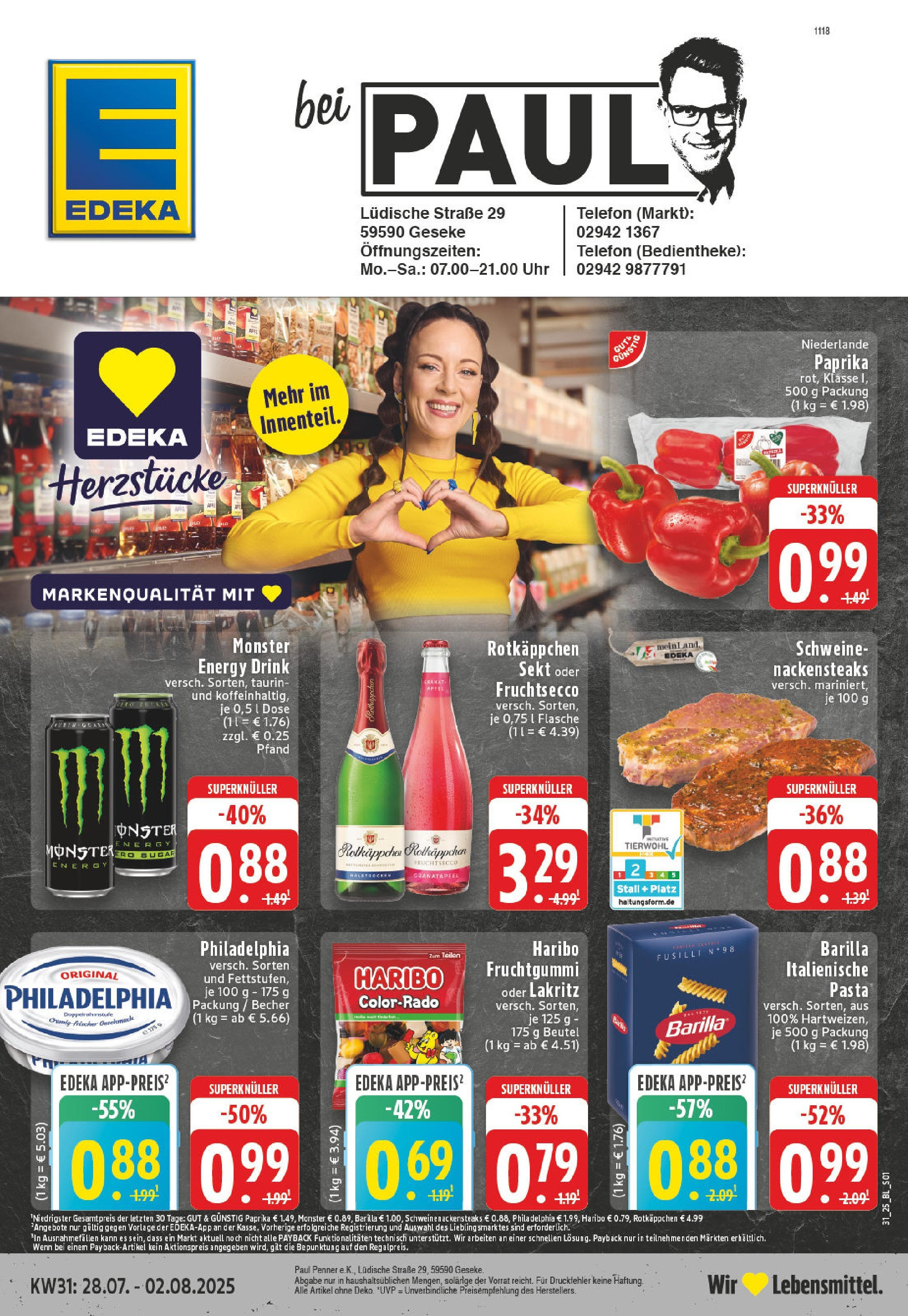 EDEKA Prospekt ab 27.07.2025 - Prospekt Geseke Online Vorschau von dem Prospekt des Geschäftes Edeka, gültig ab dem 27.07.2025
