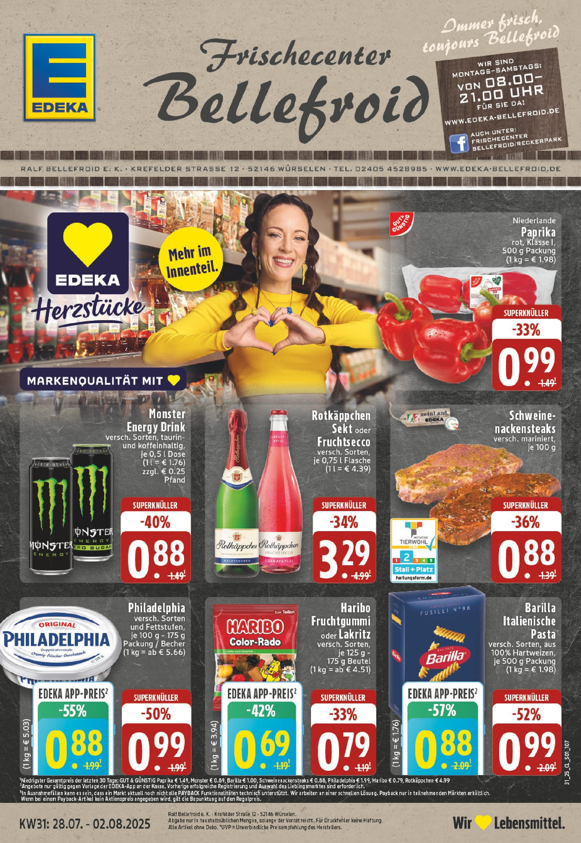 EDEKA Prospekt ab 27.07.2025 - Prospekt Würselen Online Vorschau von dem Prospekt des Geschäftes Edeka, gültig ab dem 27.07.2025