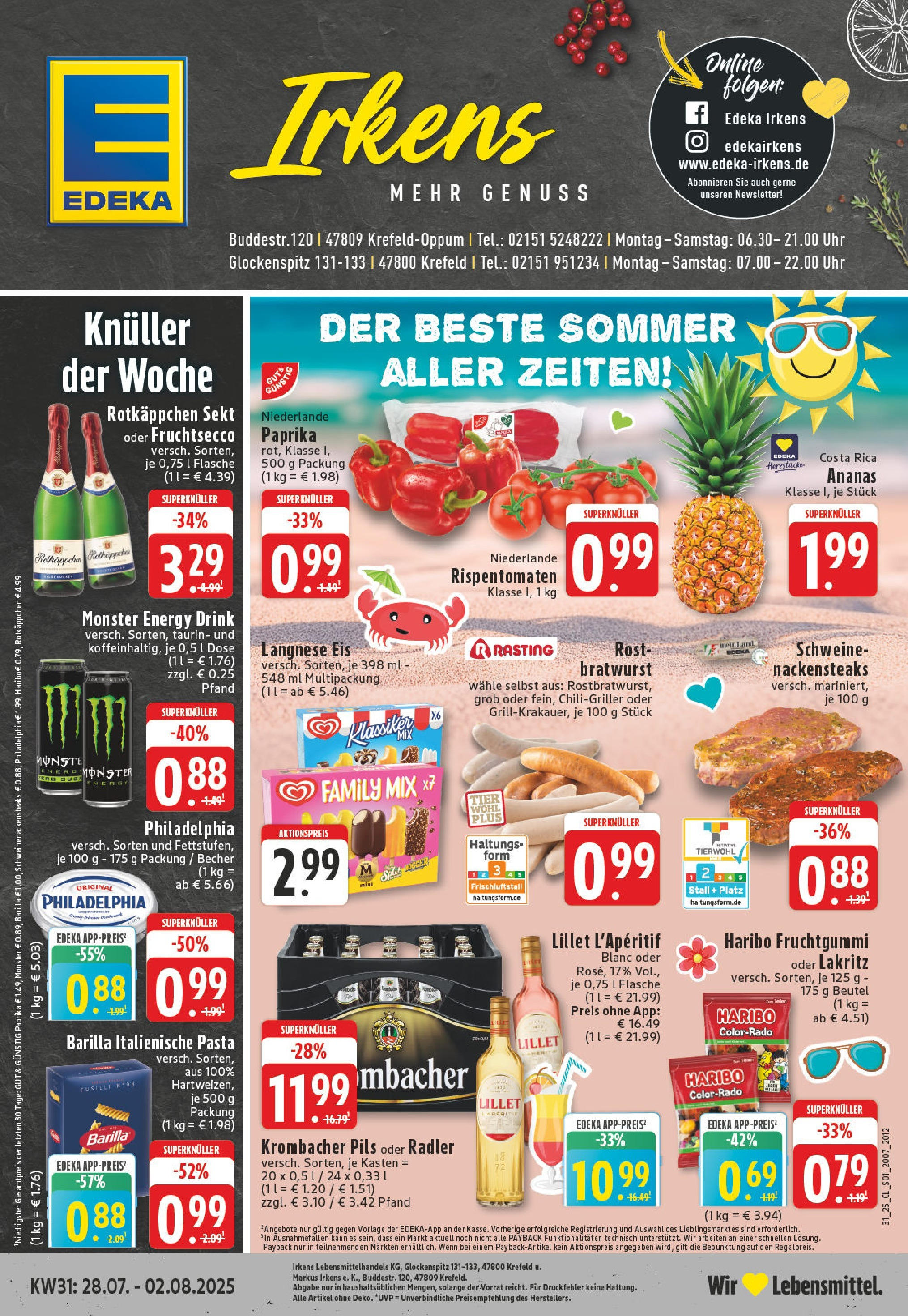 EDEKA Prospekt ab 27.07.2025 - Prospekt Krefeld Online Vorschau von dem Prospekt des Geschäftes Edeka, gültig ab dem 27.07.2025