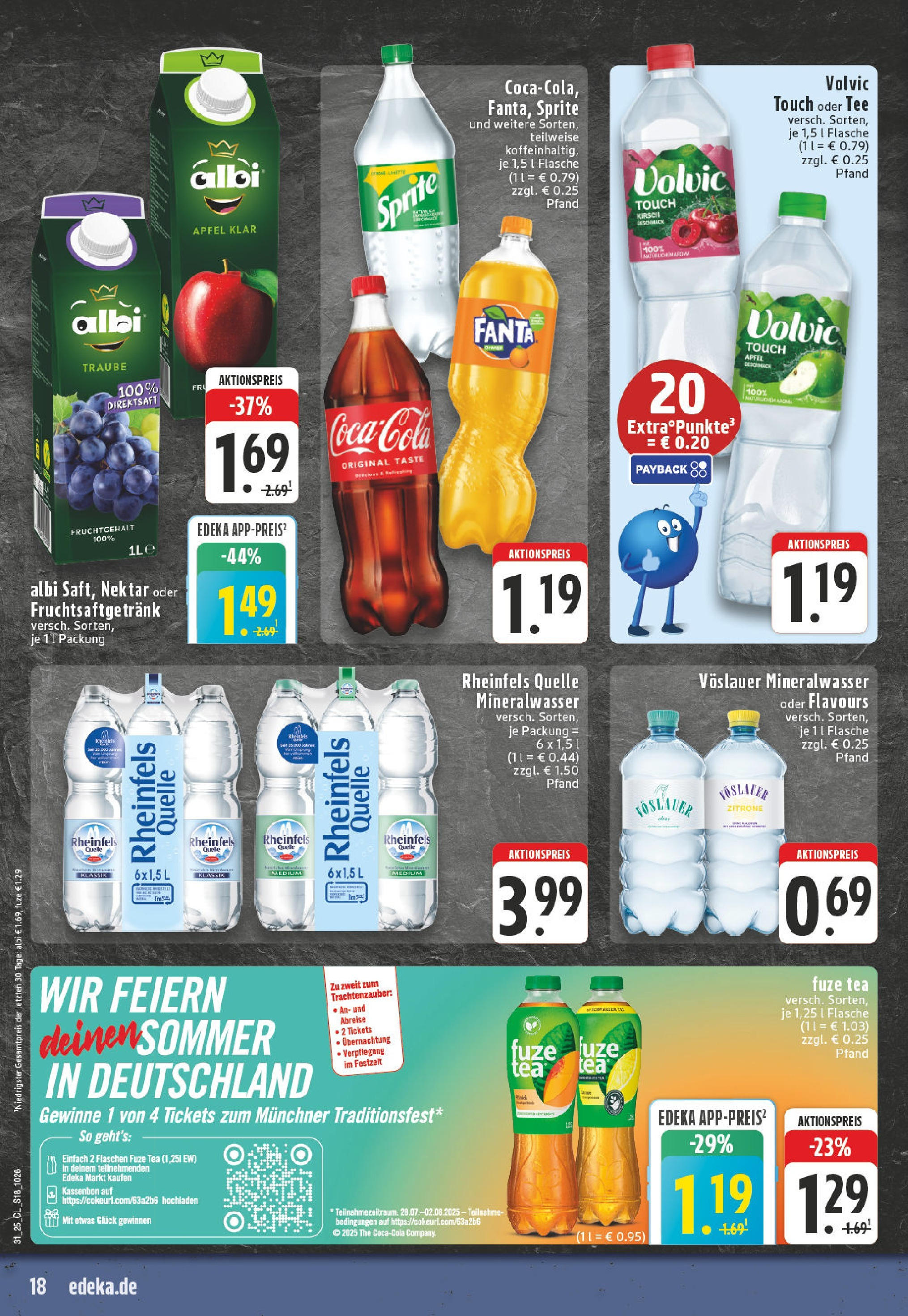Edeka prospekt Koblenz (ab 27.07.2025) » Angebote Online | Seite: 18 | Produkte: Fuze tea, Äpfel, Mineralwasser, Volvic Edeka prospekt Koblenz (ab 27.07.2025) » Angebote Online | Seite: 18 | Produkte: Fuze tea, Äpfel, Mineralwasser, Volvic