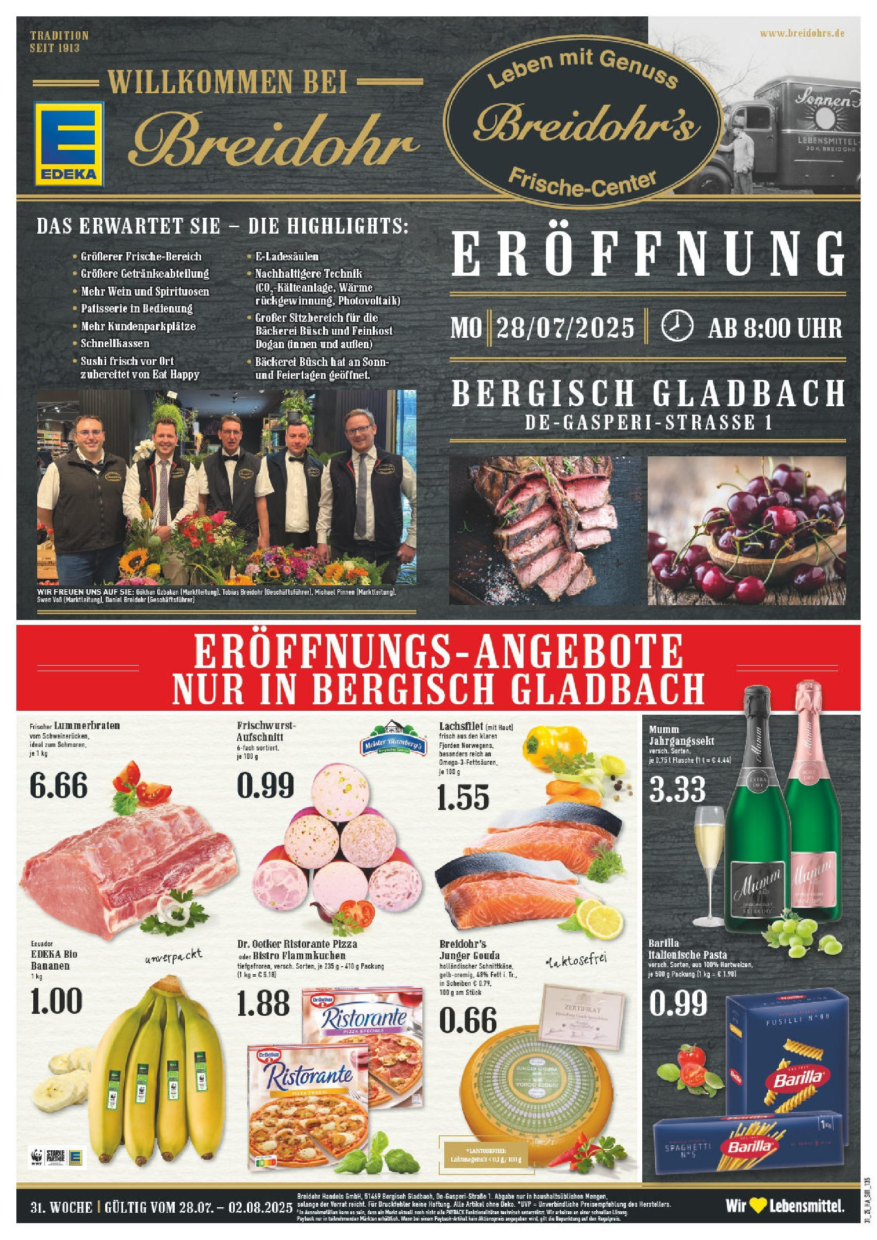 EDEKA Prospekt ab 27.07.2025 - Prospekt Bergisch Gladbach Online Vorschau von dem Prospekt des Geschäftes Edeka, gültig ab dem 27.07.2025