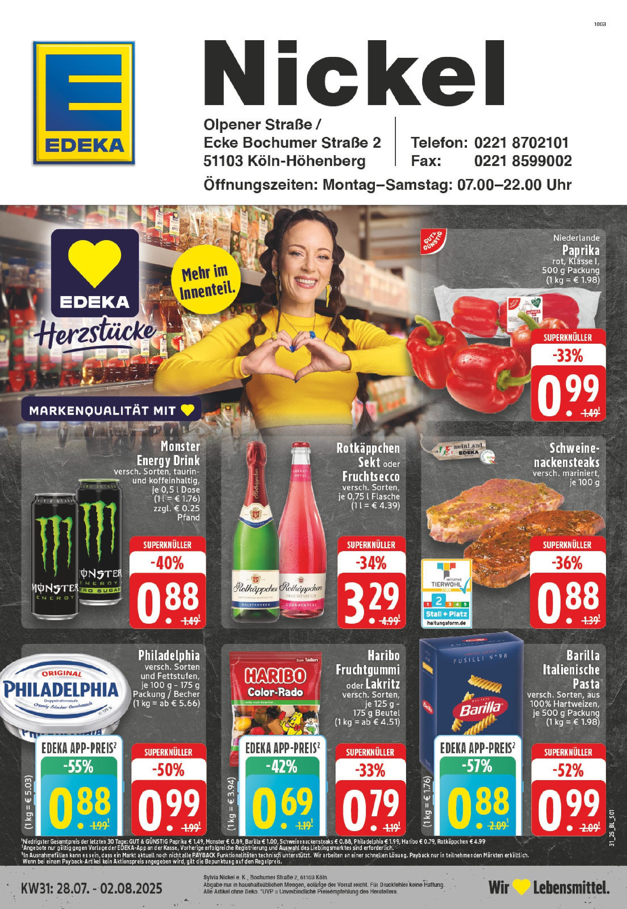 Edeka prospekt Köln (ab 27.07.2025) » Angebote Online | Seite: 1 | Produkte: Rotkappchen sekt, Philadelphia, Äpfel, Uhr Edeka prospekt Köln (ab 27.07.2025) » Angebote Online | Seite: 1 | Produkte: Rotkappchen sekt, Philadelphia, Äpfel, Uhr