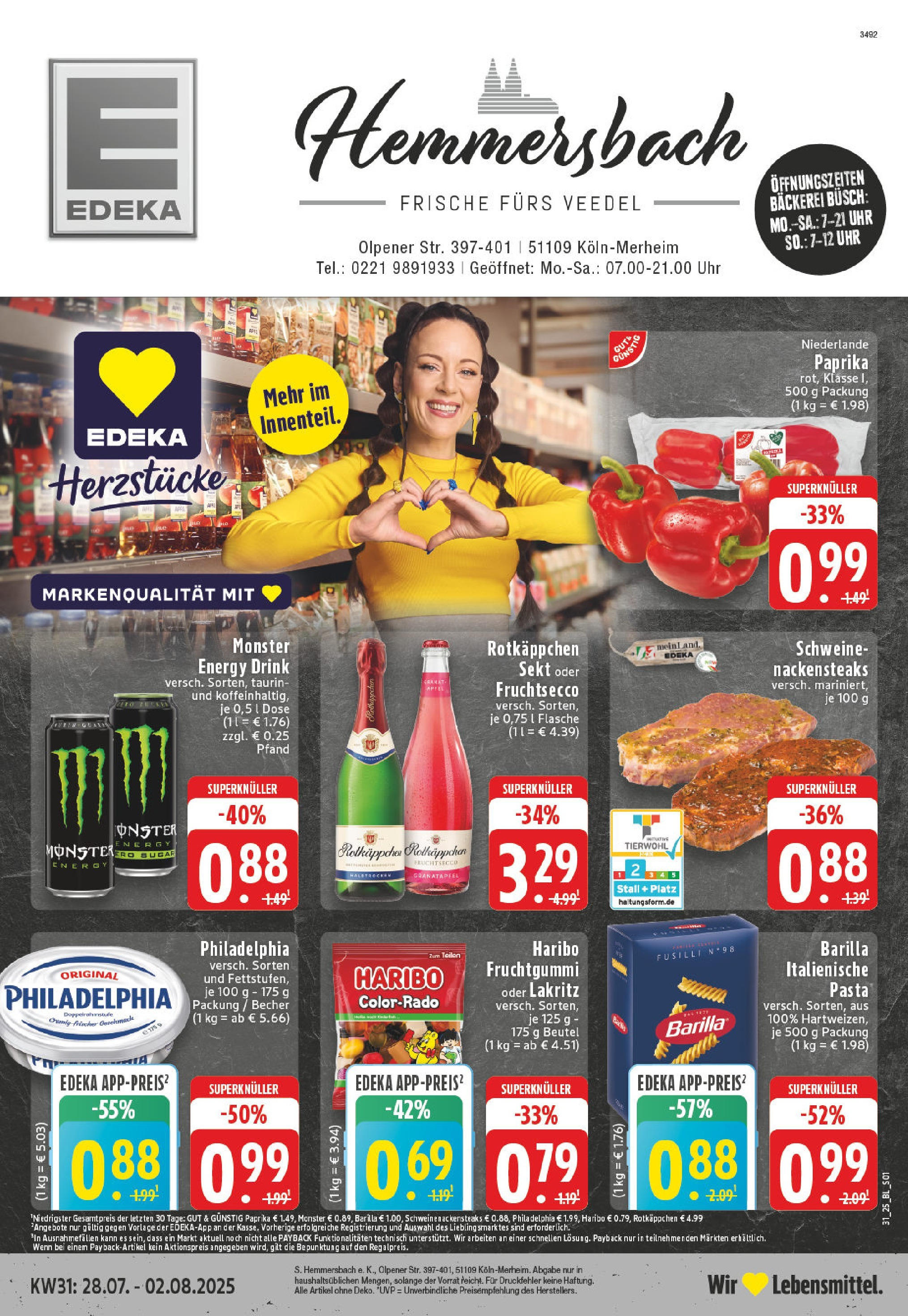Edeka prospekt Köln (ab 27.07.2025) » Angebote Online | Seite: 1 | Produkte: Philadelphia, Monster, Steak, Uhr Edeka prospekt Köln (ab 27.07.2025) » Angebote Online | Seite: 1 | Produkte: Philadelphia, Monster, Steak, Uhr