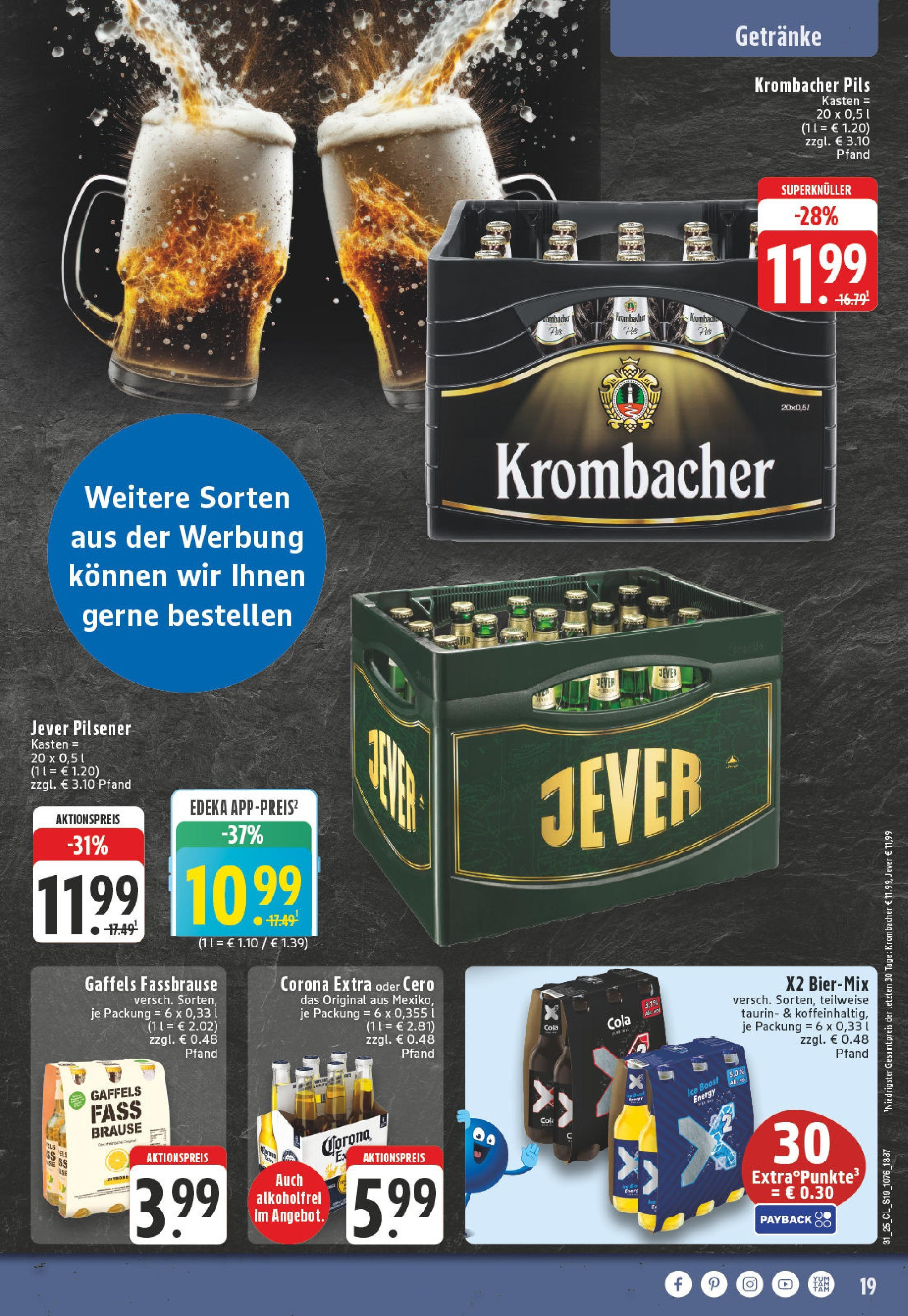 Edeka prospekt Herne-Sodingen	 (ab 27.07.2025) » Angebote Online | Seite: 19 | Produkte: Cola, Pils, Krombacher, Fassbrause
