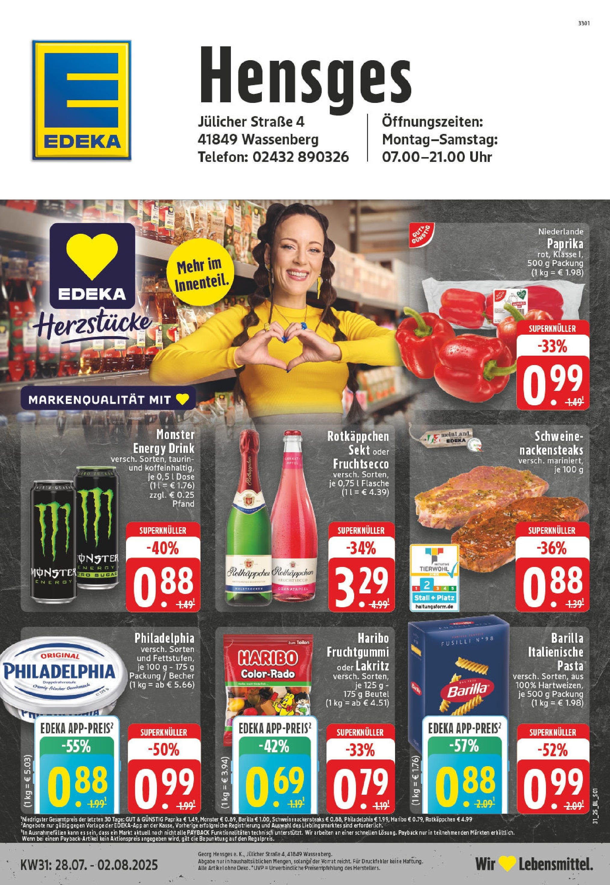 EDEKA Prospekt ab 27.07.2025 - Prospekt Wassenberg Online Vorschau von dem Prospekt des Geschäftes Edeka, gültig ab dem 27.07.2025