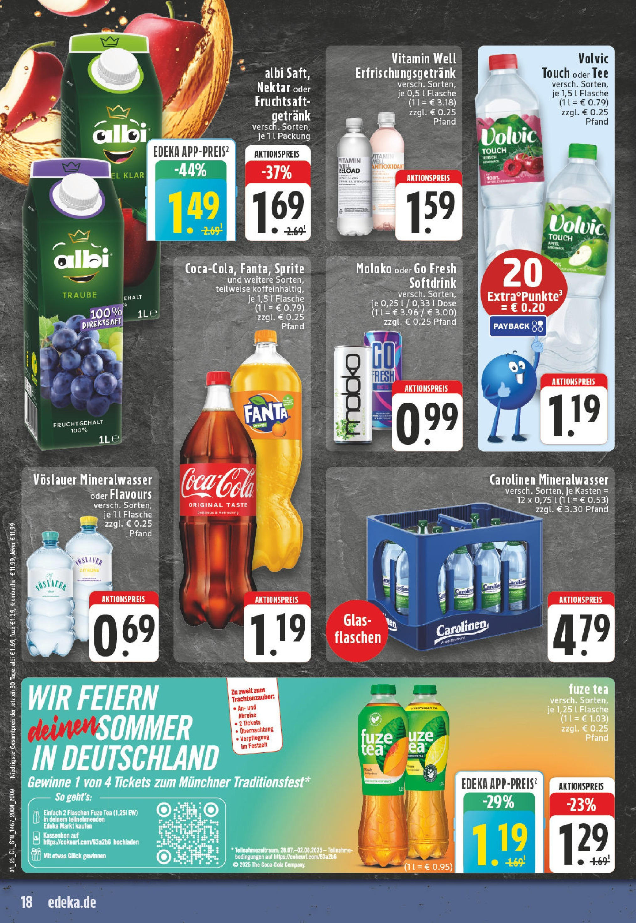 Edeka prospekt Erwitte	 (ab 27.07.2025) » Angebote Online | Seite: 18 | Produkte: Fuze tea, Fanta, Tee, Fruchtsaft