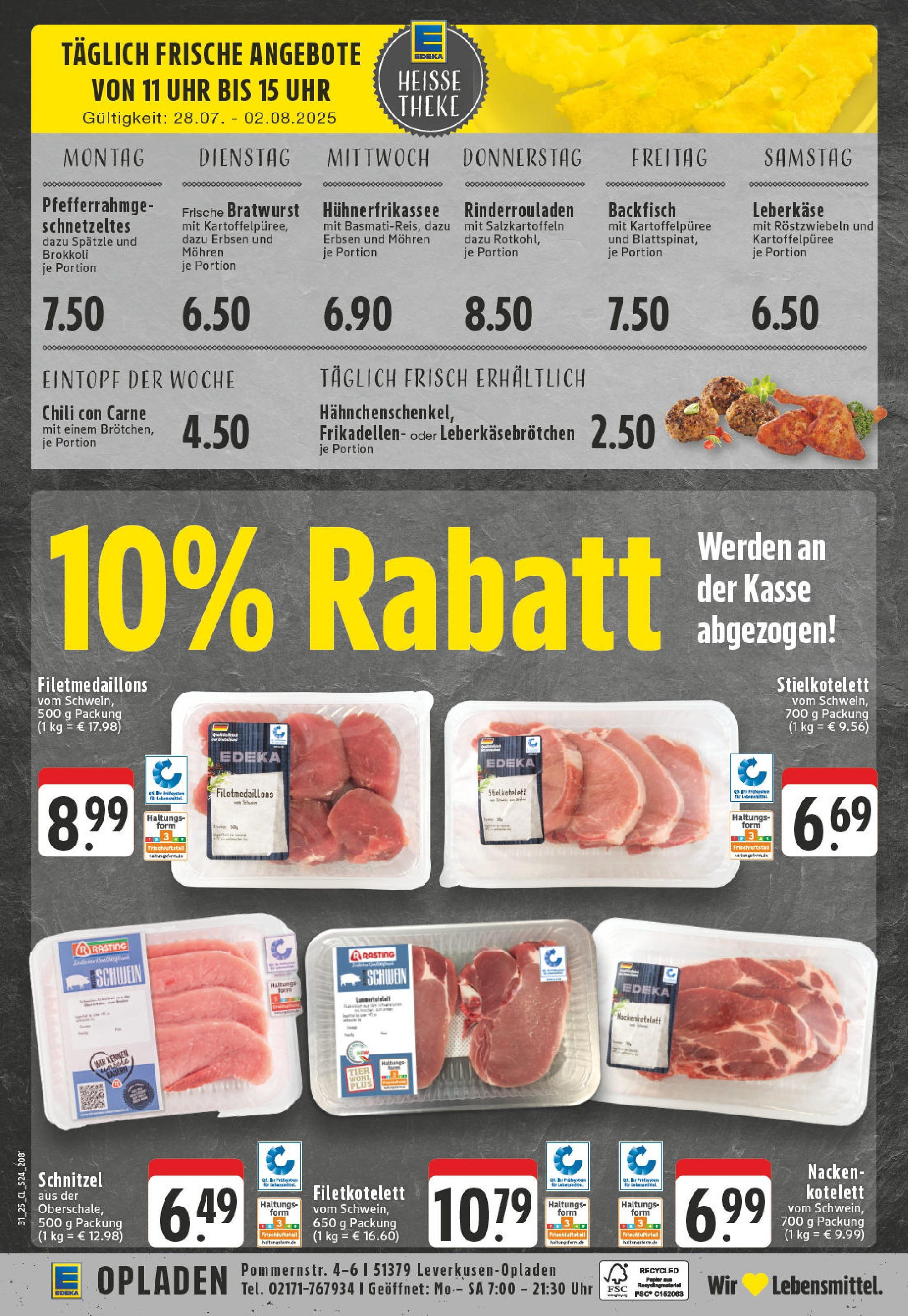Edeka prospekt Leverkusen	 (ab 27.07.2025) » Angebote Online | Seite: 24 | Produkte: Bratwurst, Schnitzel, Erbsen, Leberkase