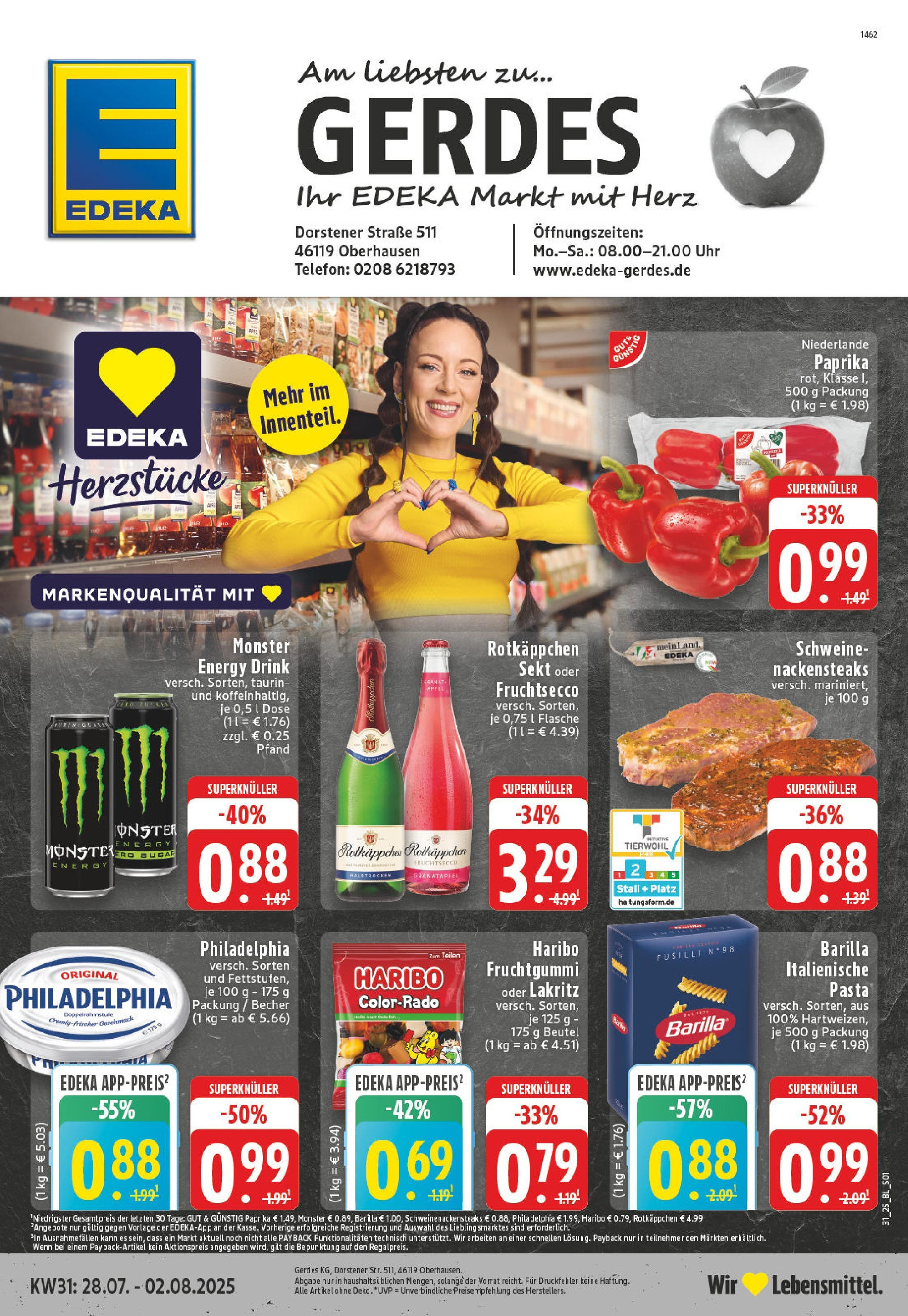 EDEKA Prospekt ab 27.07.2025 - Prospekt Oberhausen Online Vorschau von dem Prospekt des Geschäftes Edeka, gültig ab dem 27.07.2025
