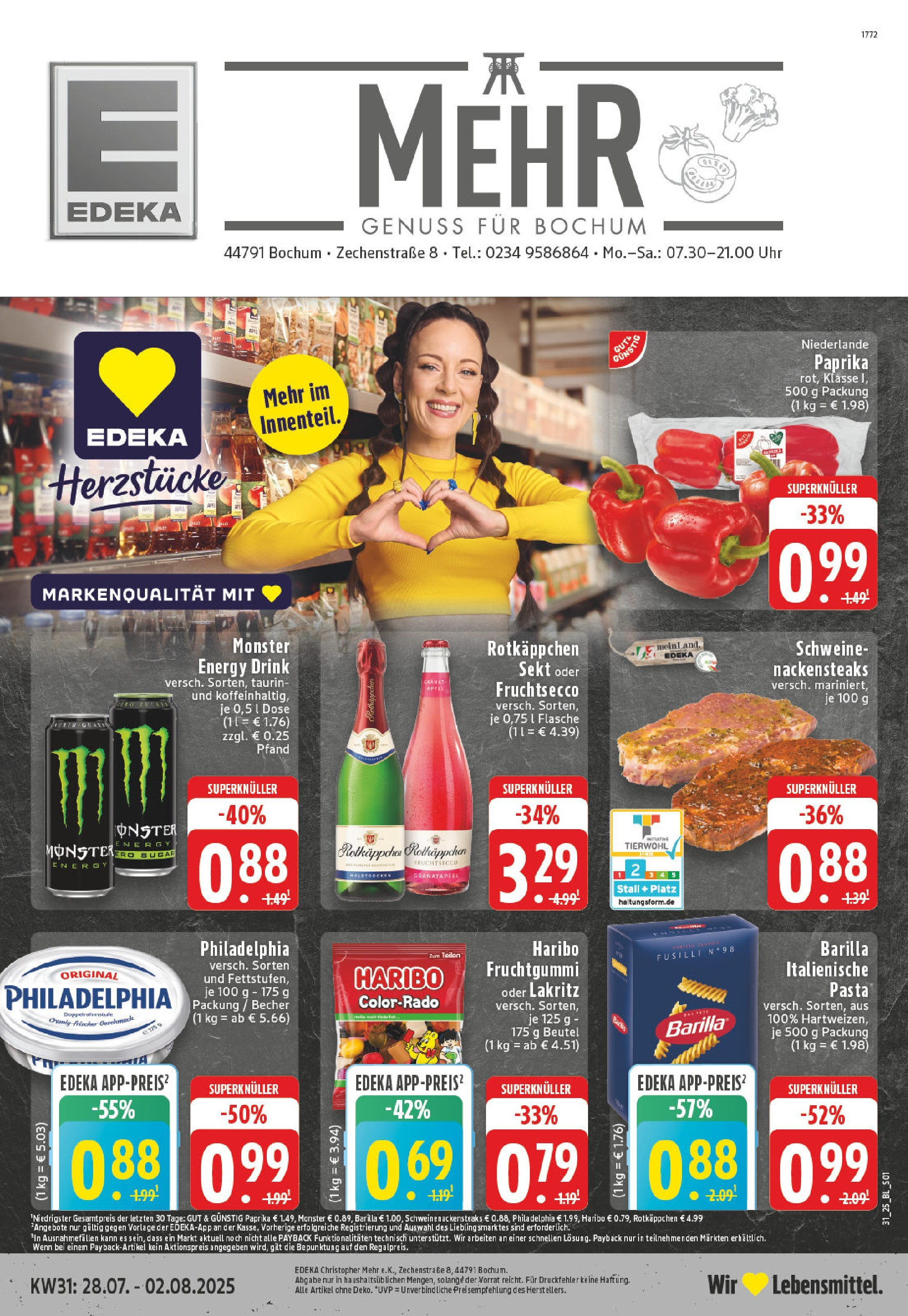 EDEKA Prospekt ab 27.07.2025 - Prospekt Bochum Online Vorschau von dem Prospekt des Geschäftes Edeka, gültig ab dem 27.07.2025