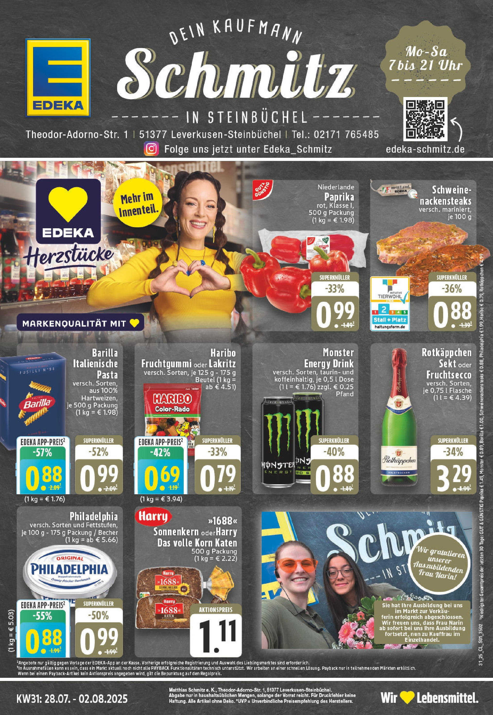 EDEKA Prospekt ab 27.07.2025 - Prospekt Leverkusen Online Vorschau von dem Prospekt des Geschäftes Edeka, gültig ab dem 27.07.2025