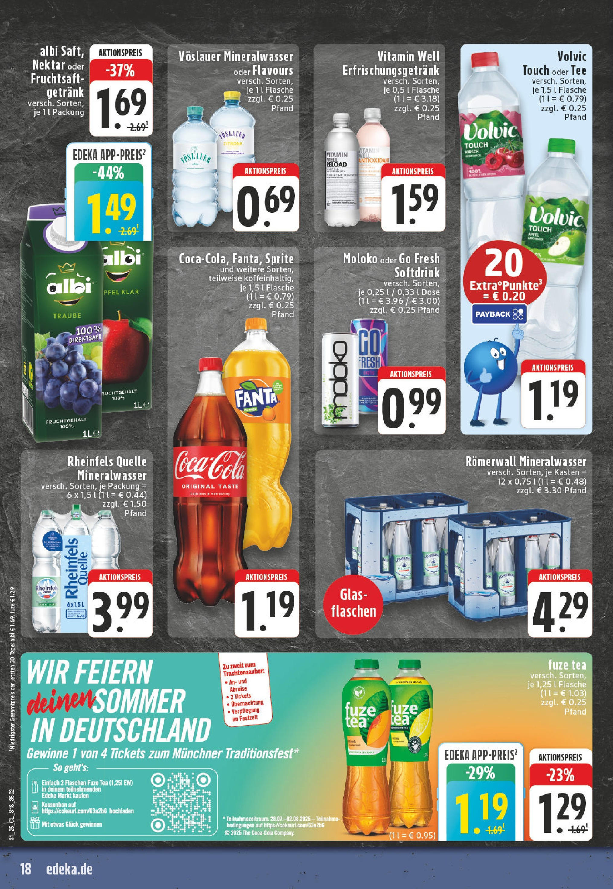 Edeka prospekt Leverkusen (ab 27.07.2025) » Angebote Online | Seite: 18 | Produkte: Fuze tea, Fanta, Volvic touch, Fruchtsaft Edeka prospekt Leverkusen (ab 27.07.2025) » Angebote Online | Seite: 18 | Produkte: Fuze tea, Fanta, Volvic touch, Fruchtsaft