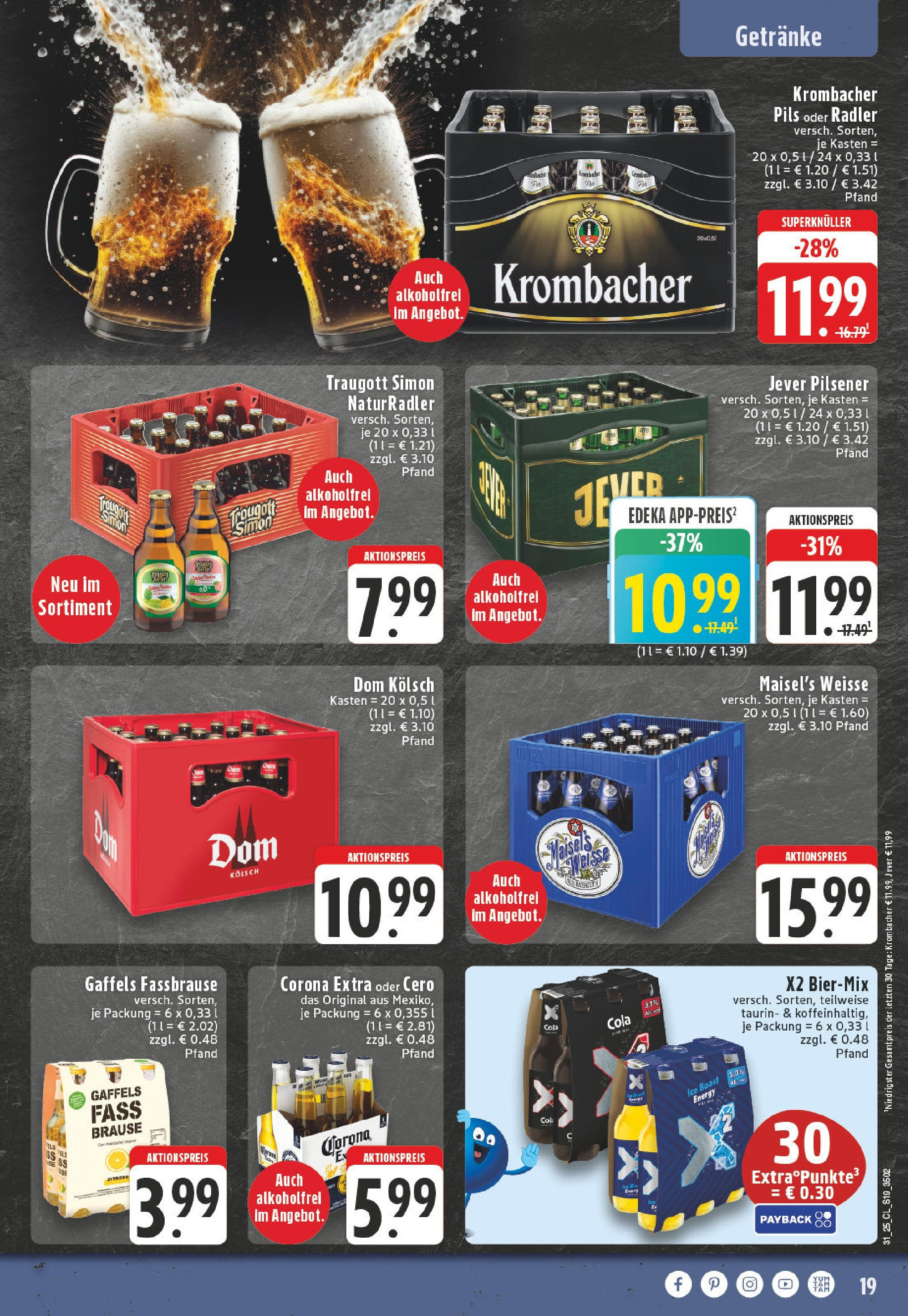 Edeka prospekt Leverkusen (ab 27.07.2025) » Angebote Online | Seite: 19 | Produkte: Energy, Pils, Jever, Krombacher Edeka prospekt Leverkusen (ab 27.07.2025) » Angebote Online | Seite: 19 | Produkte: Energy, Pils, Jever, Krombacher