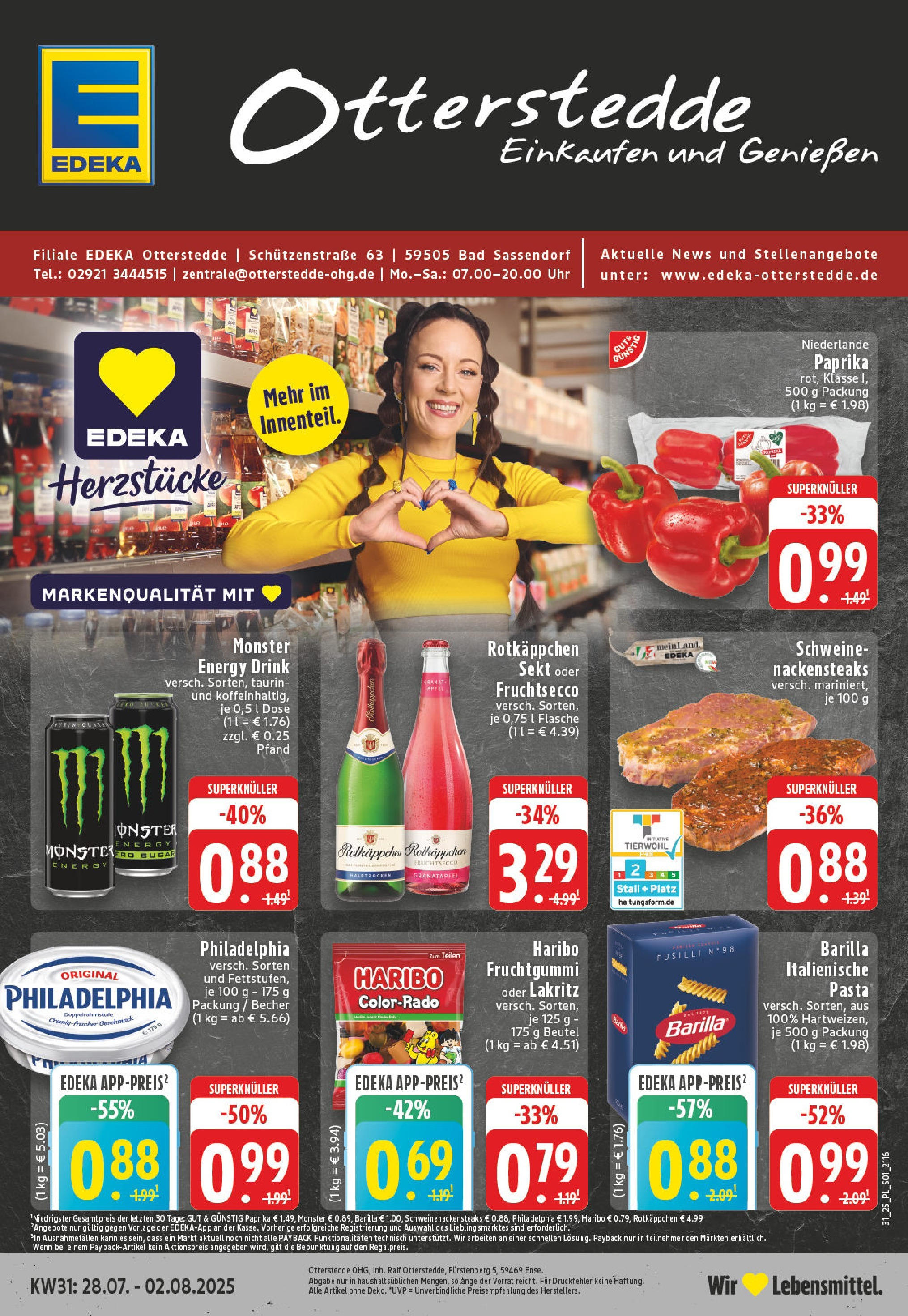 Edeka prospekt Bad Sassendorf	 (ab 27.07.2025) » Angebote Online | Seite: 1 | Produkte: Haribo, Äpfel, Monster, Pasta