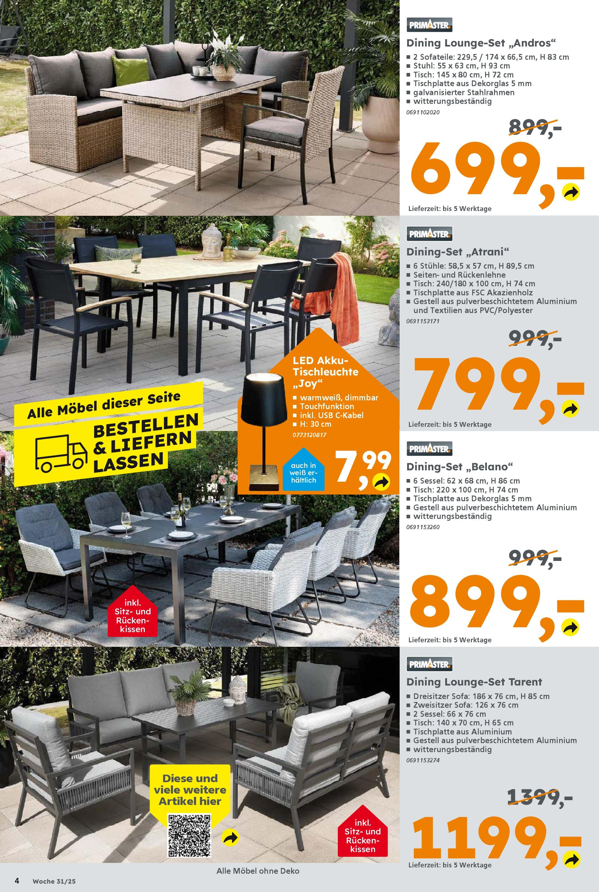 Globus Baumarkt prospekt Völklingen	 (ab 28.07.2025) zum Blättern | Seite: 4 | Produkte: Sofa, Sessel, Tisch, Stuhl