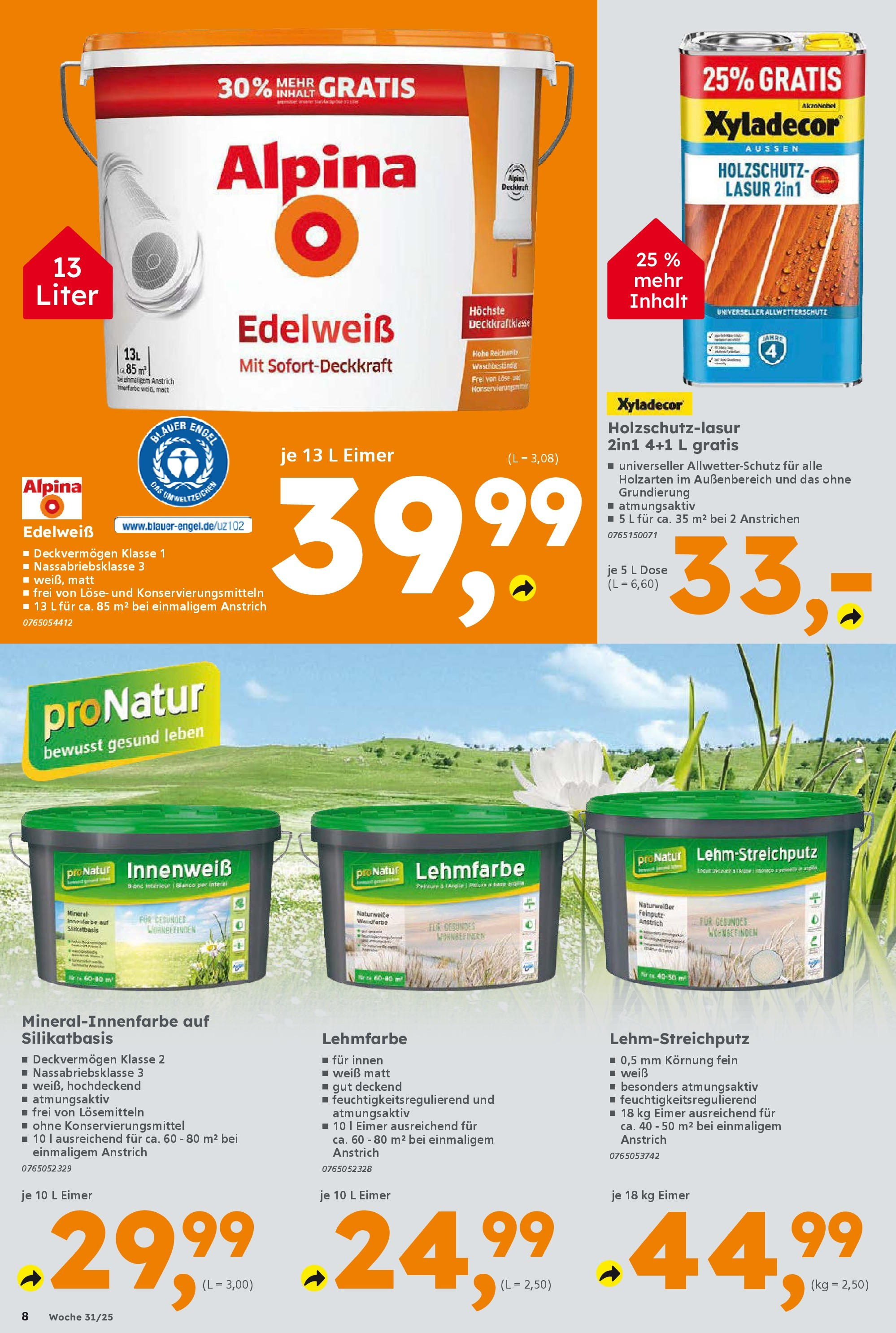 Globus Baumarkt prospekt Völklingen	 (ab 28.07.2025) zum Blättern | Seite: 8 | Produkte: Wandfarbe