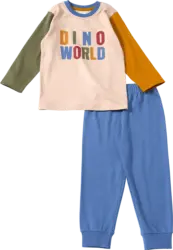 ALANA Schlafanzug mit "DINO WORLD"-Schriftzug, braun + blau, Gr. 92