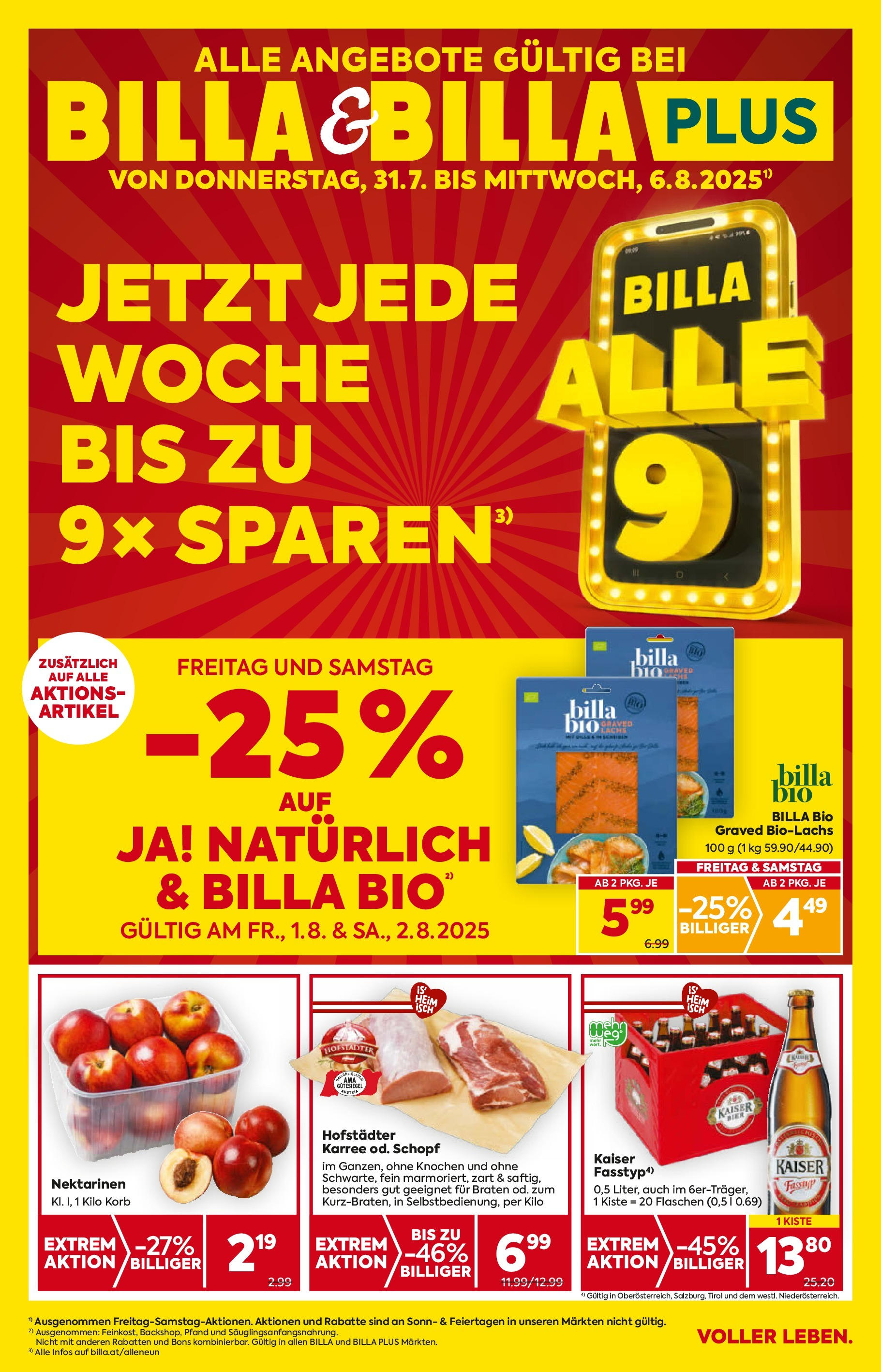  BILLA Flugblatt ab 31.07.2025 vorschau >> Amstetten, Neufurth (Amstetten) - Seite 1