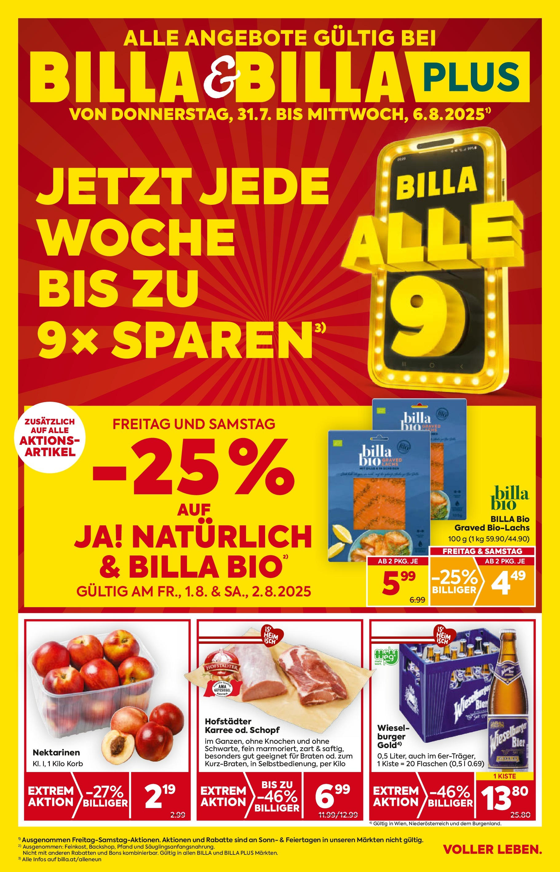  BILLA Flugblatt ab 31.07.2025 vorschau >> Eggendorf, Kilb, Himberg - Seite 1