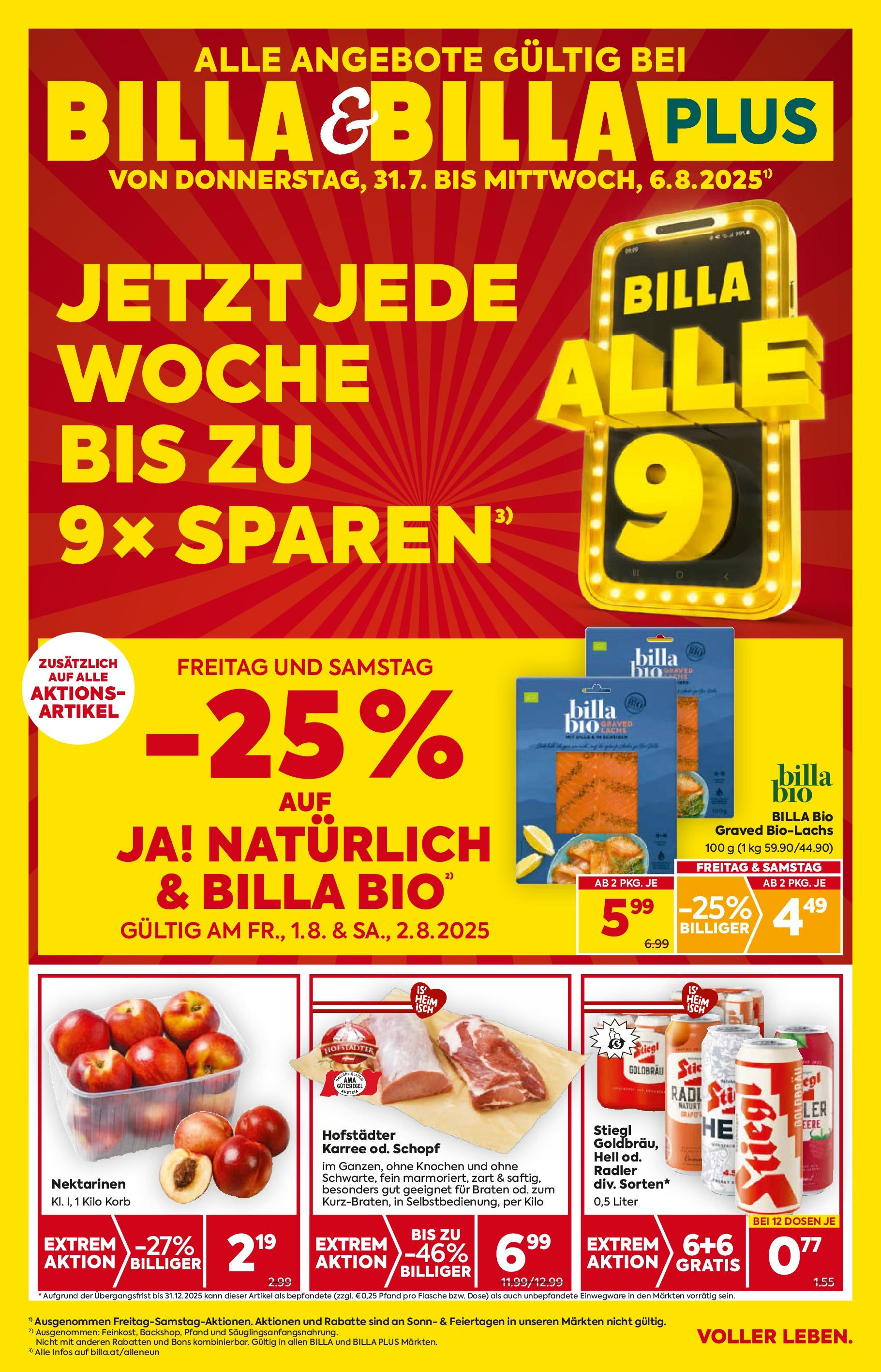  BILLA Flugblatt ab 31.07.2025 vorschau >> Oberndorf Bei Salzburg, Lamprechtshausen, Maria Alm - Seite 1