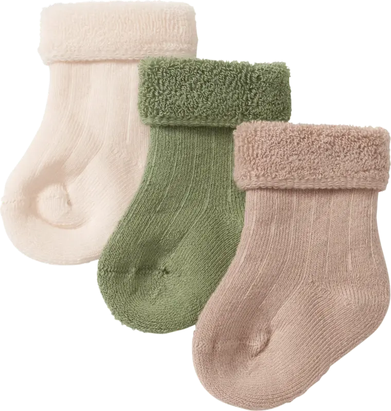 ALANA Erstlingssocken mit Ripp-Struktur, grün + beige + weiß, Gr. 15/16