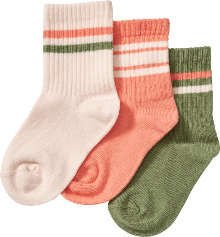 ALANA Tennissocken mit Streifen-Muster, grün + rosa + weiß, Gr. 29/31