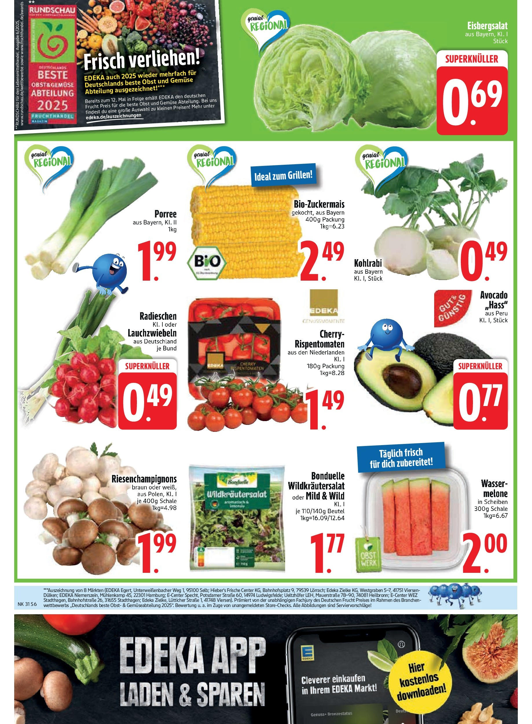 Edeka prospekt Schliersee	 (ab 28.07.2025) » Angebote Online | Seite: 8 | Produkte: Eisbergsalat, Avocado, Obst, Melone