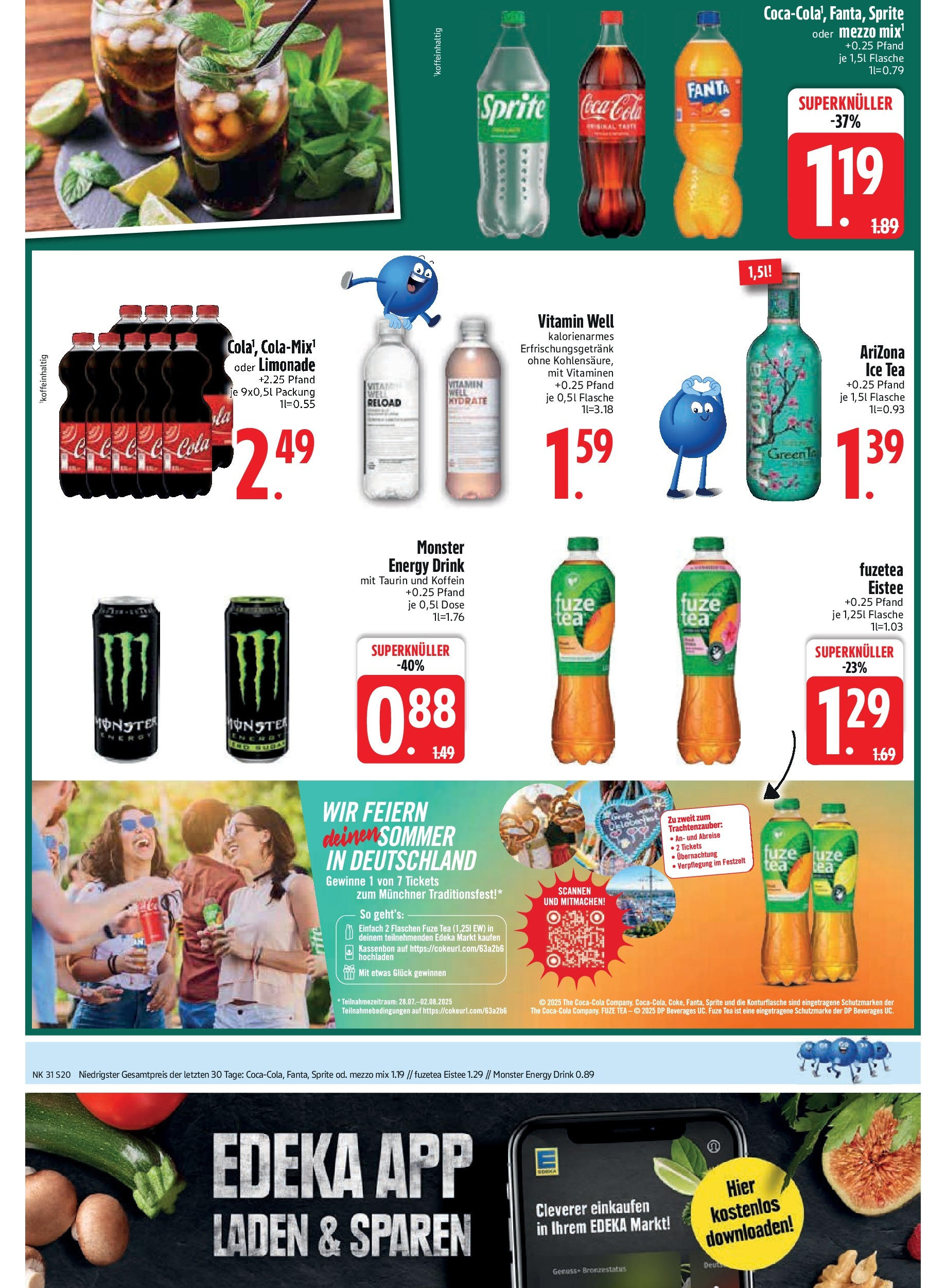 Edeka prospekt Schliersee	 (ab 28.07.2025) » Angebote Online | Seite: 22 | Produkte: Mezzo mix, Cola, Energy, Limonade