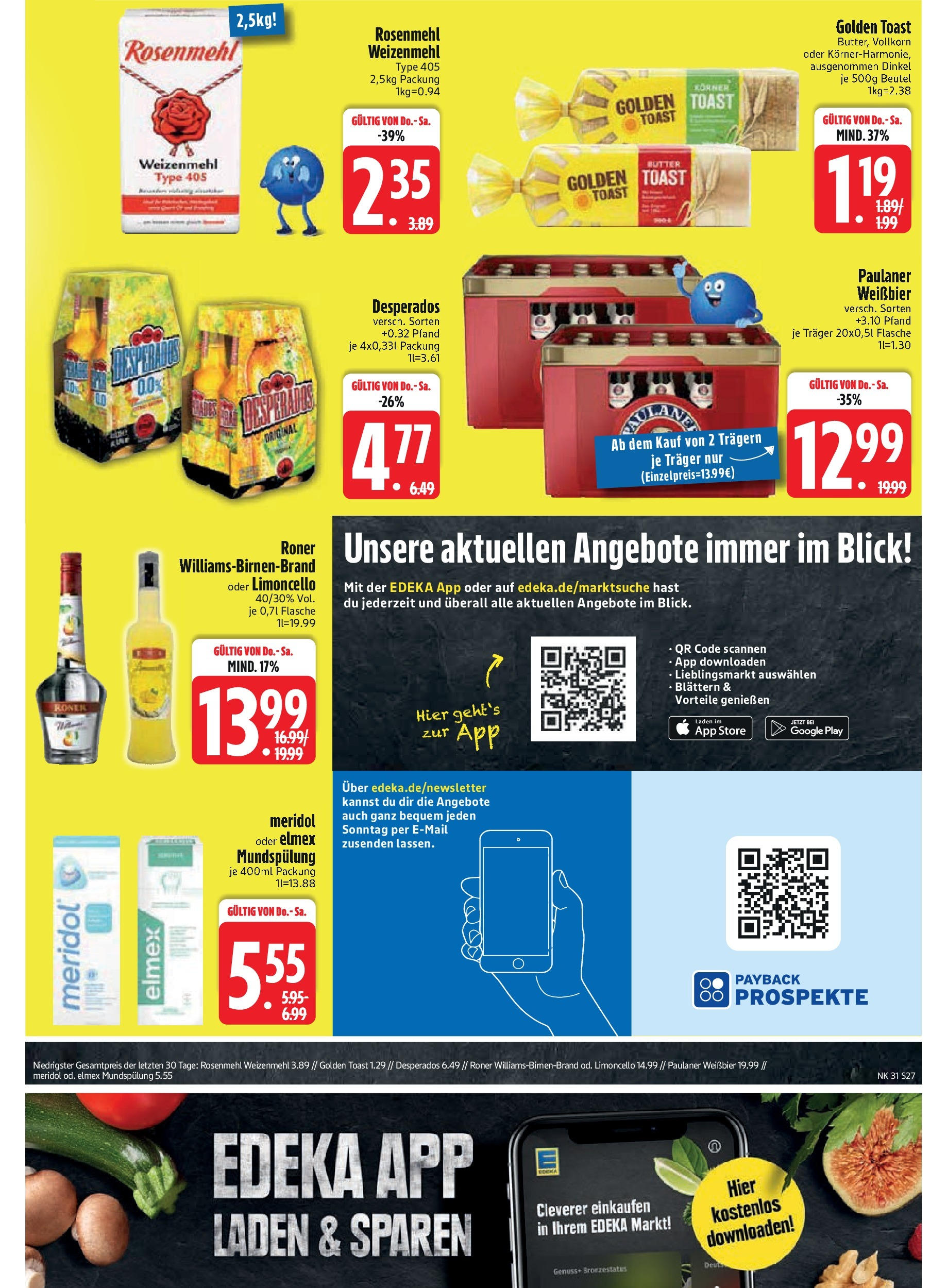 Edeka prospekt Schliersee	 (ab 28.07.2025) » Angebote Online | Seite: 29 | Produkte: Butter, Limoncello, Desperados, Paulaner