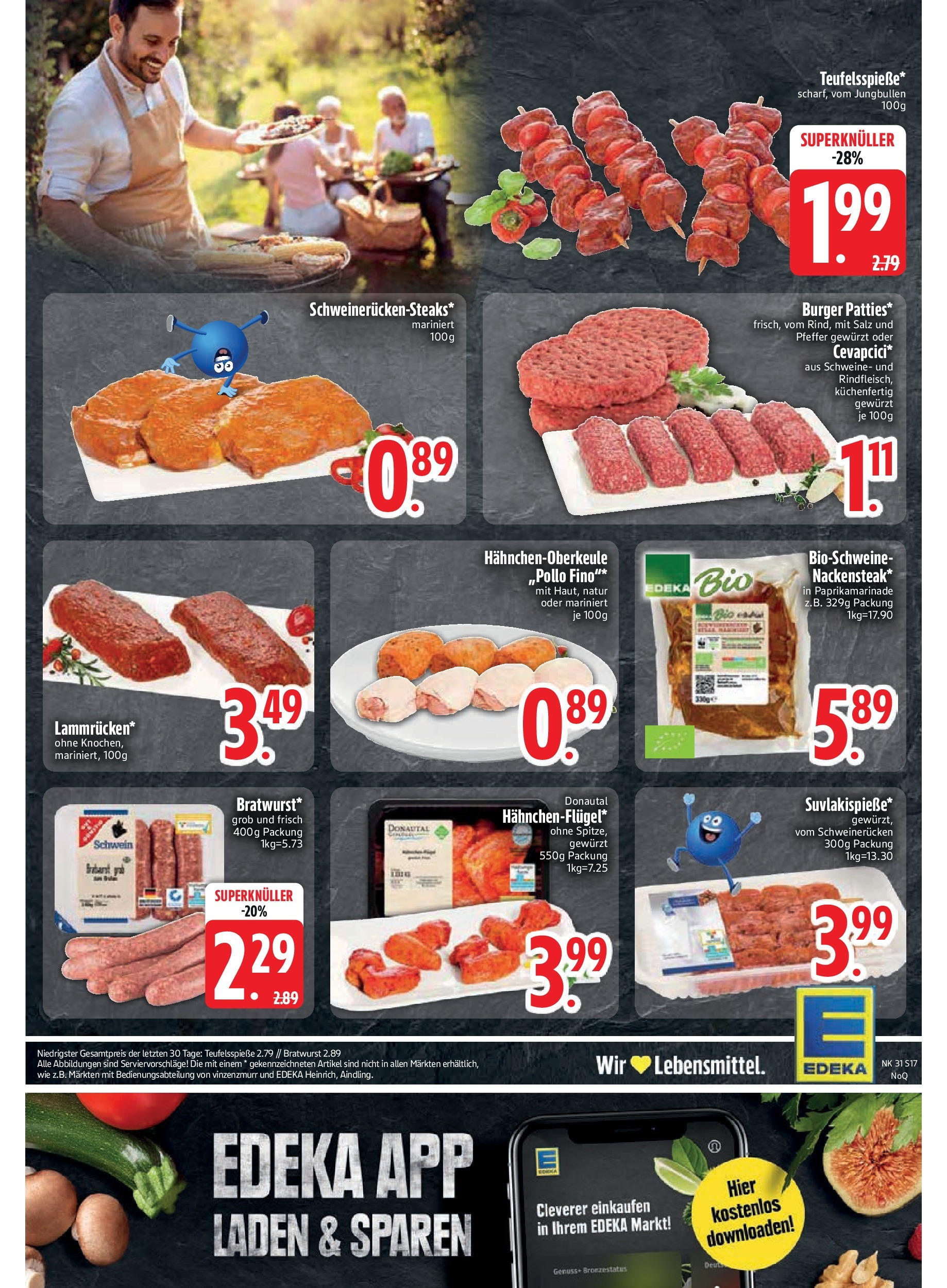 Edeka prospekt Aldersbach (ab 27.07.2025) » Angebote Online | Seite: 19 | Produkte: Bratwurst, Burger, Salz, Schweinerucken Edeka prospekt Aldersbach (ab 27.07.2025) » Angebote Online | Seite: 19 | Produkte: Bratwurst, Burger, Salz, Schweinerucken