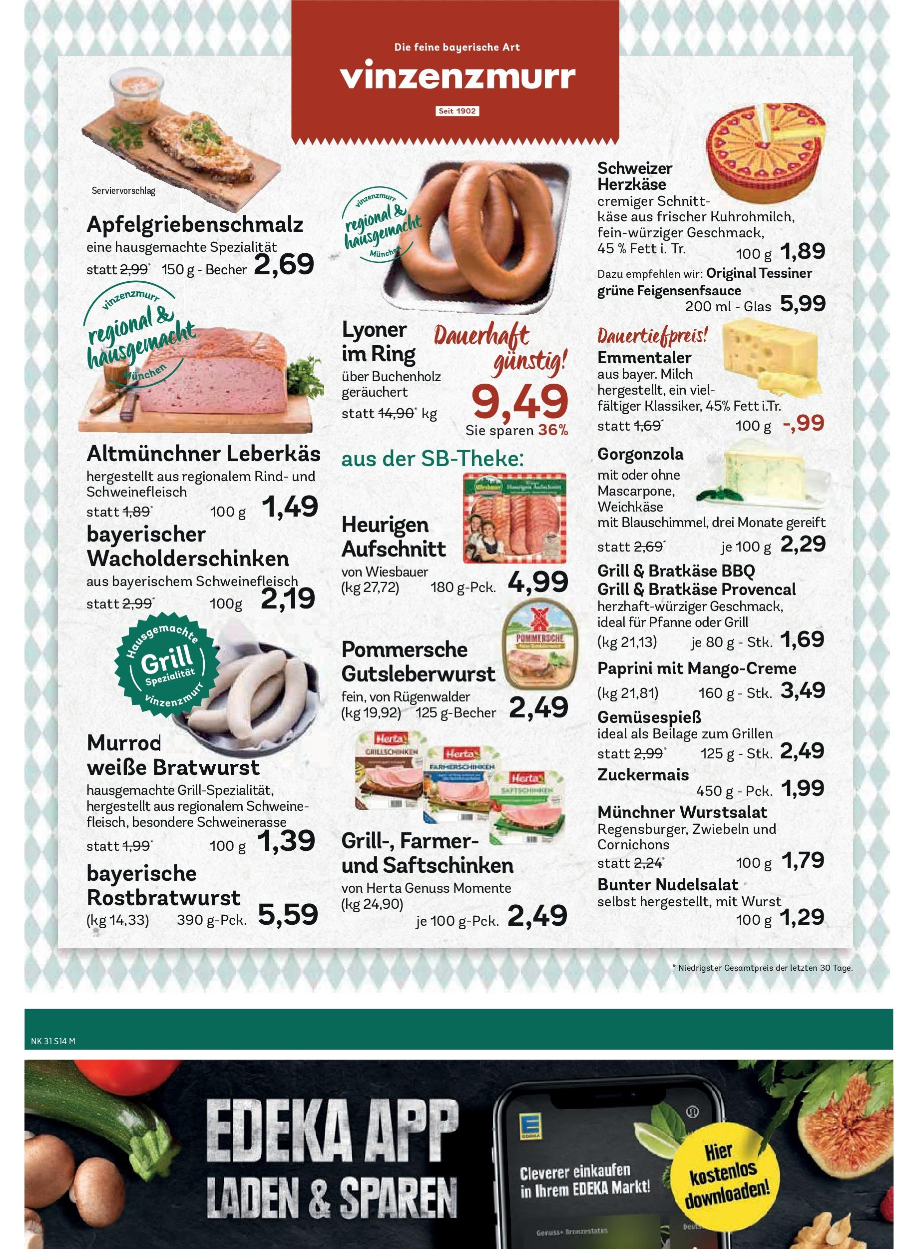 Edeka prospekt Schliersee	 (ab 28.07.2025) » Angebote Online | Seite: 16 | Produkte: Käse, Bratwurst, Zwiebeln, Wurst