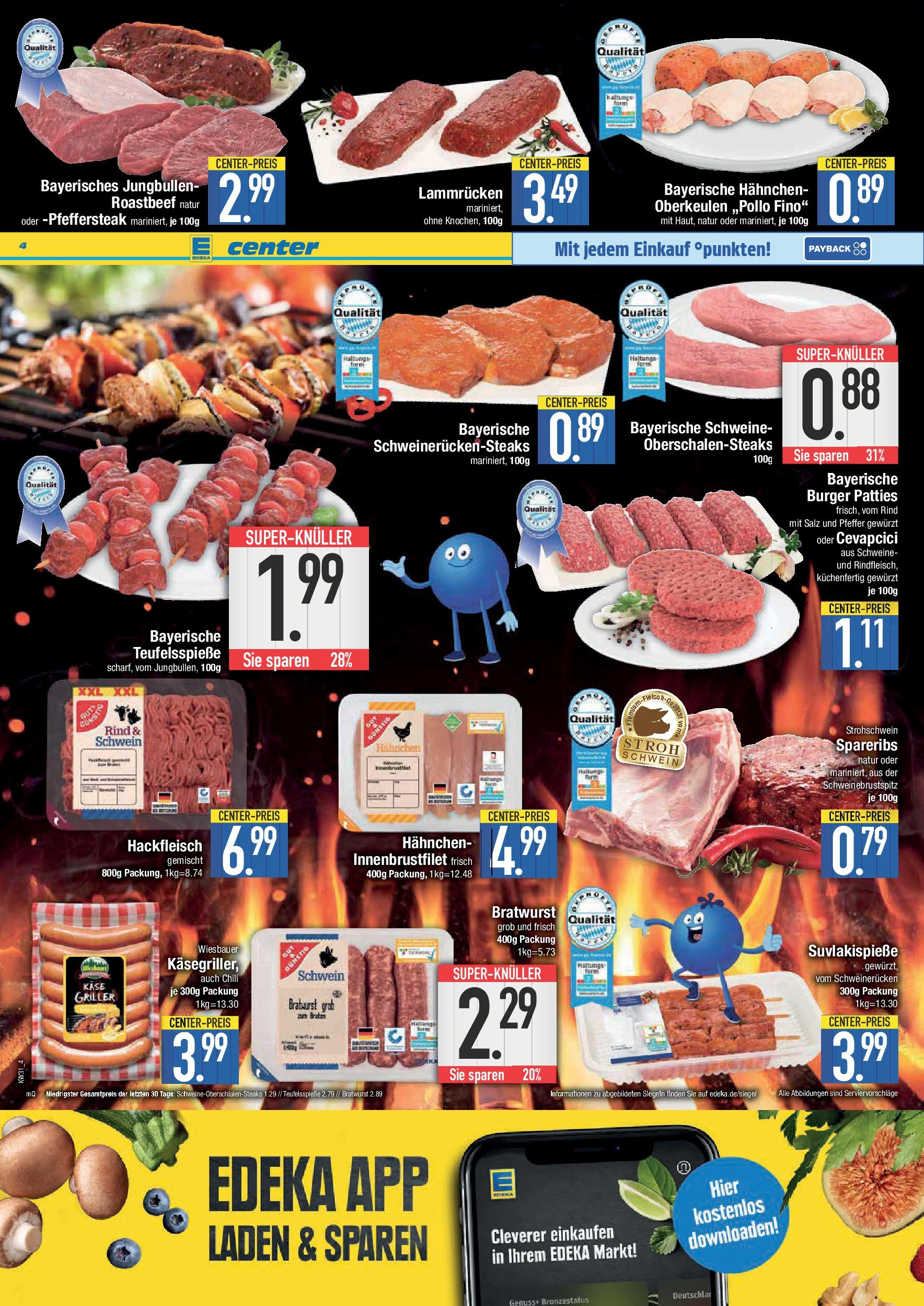 Edeka prospekt Krumbach (ab 27.07.2025) » Angebote Online | Seite: 4 | Produkte: Burger, Salz, Schweinerucken, Hackfleisch Edeka prospekt Krumbach (ab 27.07.2025) » Angebote Online | Seite: 4 | Produkte: Burger, Salz, Schweinerucken, Hackfleisch