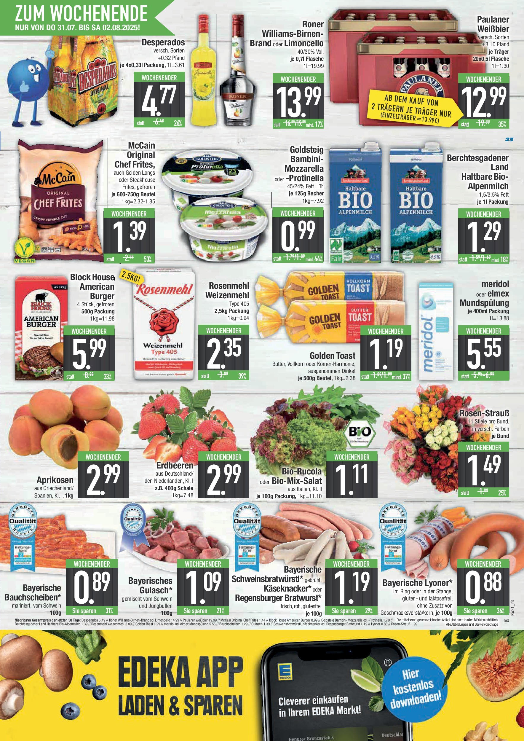 Edeka prospekt München (ab 27.07.2025) » Angebote Online | Seite: 23 | Produkte: Butter, Mozzarella, Weizenmehl, Paulaner Edeka prospekt München (ab 27.07.2025) » Angebote Online | Seite: 23 | Produkte: Butter, Mozzarella, Weizenmehl, Paulaner