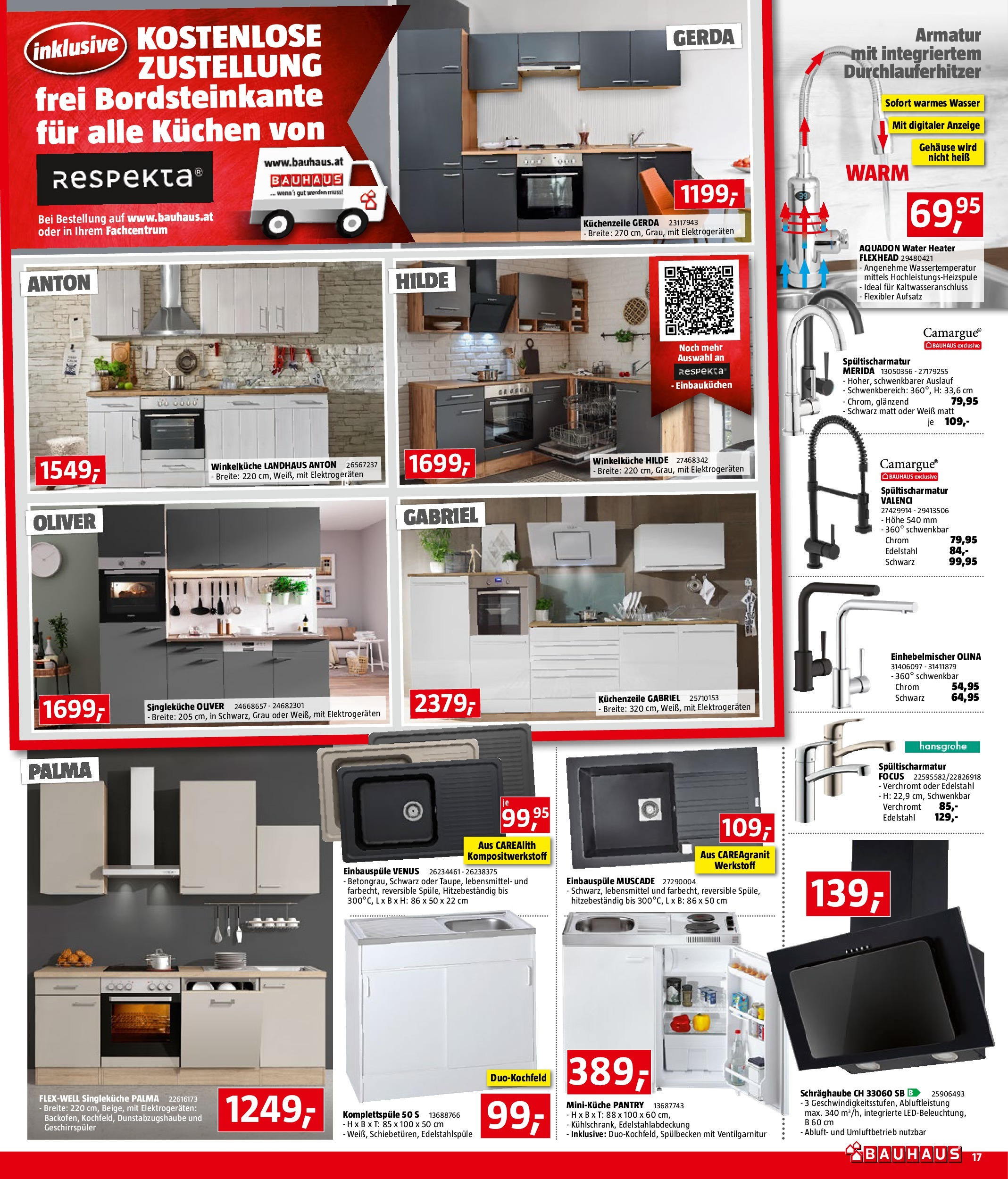 Bauhaus Prospekt aktuell von 05.08.2025 - Aktuelle Angebote | Seite: 17 | Produkte: Wasser, Libacomb, Geschirrspüler, Küchenzeile