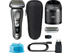 BRAUN Series 9 - 9465cc Elektrorasierer mit zusätzlicher Scherkopf M94 (Akkubetrieb, Silber, Wet&Dry, Scherkopfsystem)